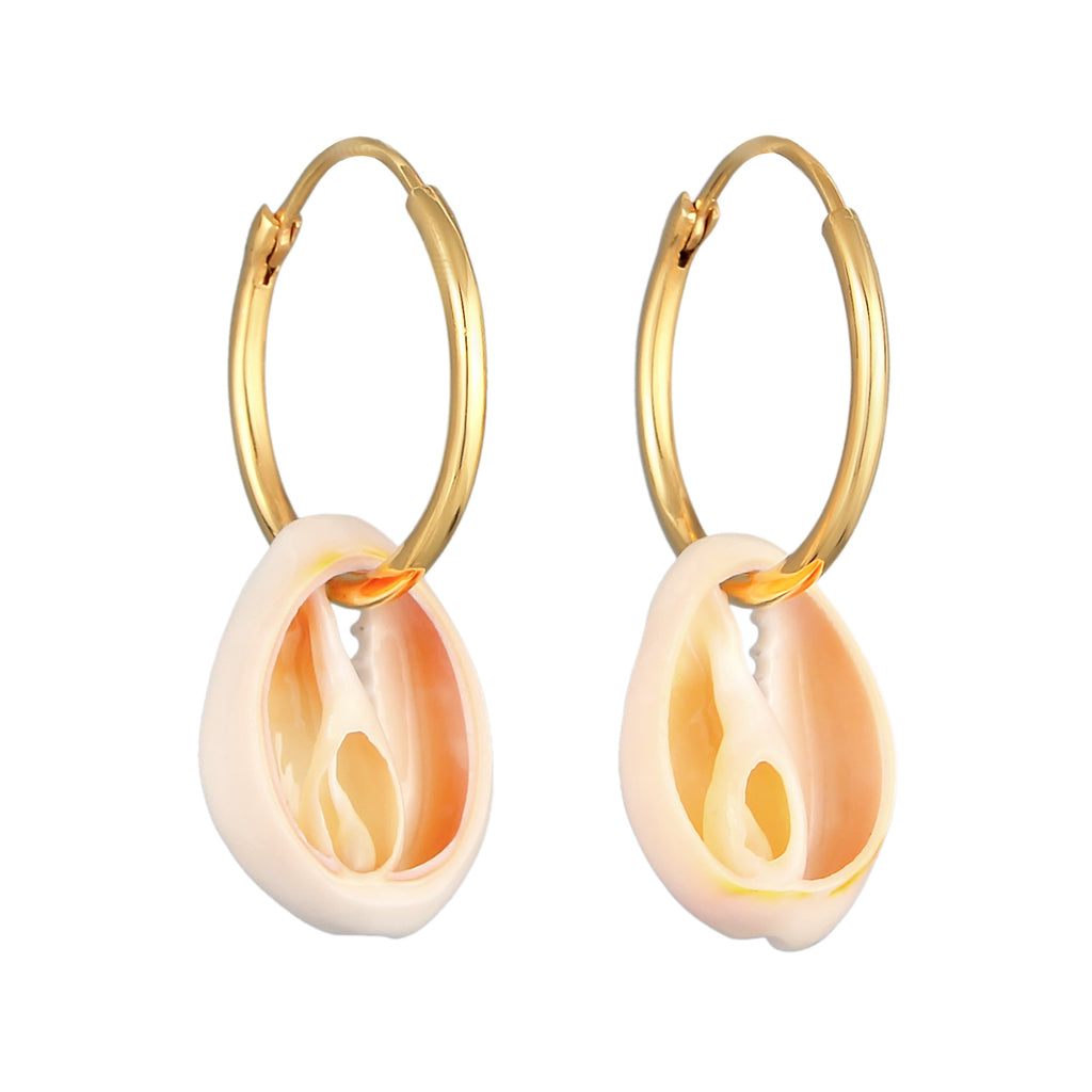 Gold - Elli | Creolen Trend | Kauri Muschel | 925er Sterling Silber vergoldet