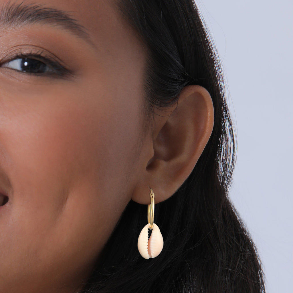 Gold - Elli | Creolen Trend | Kauri Muschel | 925er Sterling Silber vergoldet