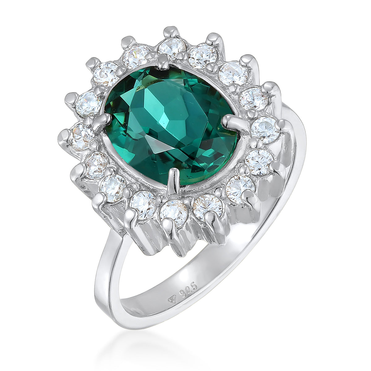 Silber - Elli PREMIUM | Cocktail Ring Royal | Zirkonia, Quarz (Weiß, Grün) | 925er Sterling Silber
