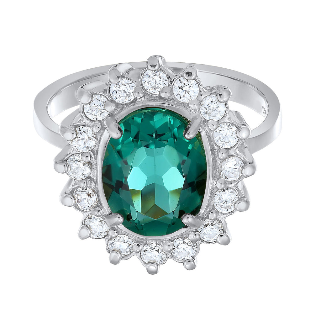 Silber - Elli PREMIUM | Cocktail Ring Royal | Zirkonia, Quarz (Weiß, Grün) | 925er Sterling Silber