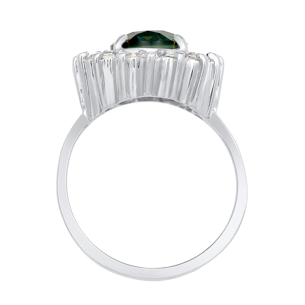 Silber - Elli PREMIUM | Cocktail Ring Royal | Zirkonia, Quarz (Weiß, Grün) | 925er Sterling Silber
