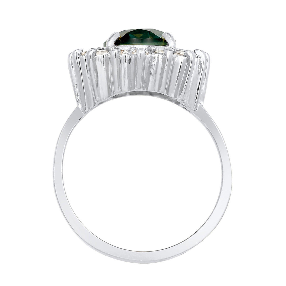 Silber - Elli PREMIUM | Cocktail Ring Royal | Zirkonia, Quarz (Weiß, Grün) | 925er Sterling Silber