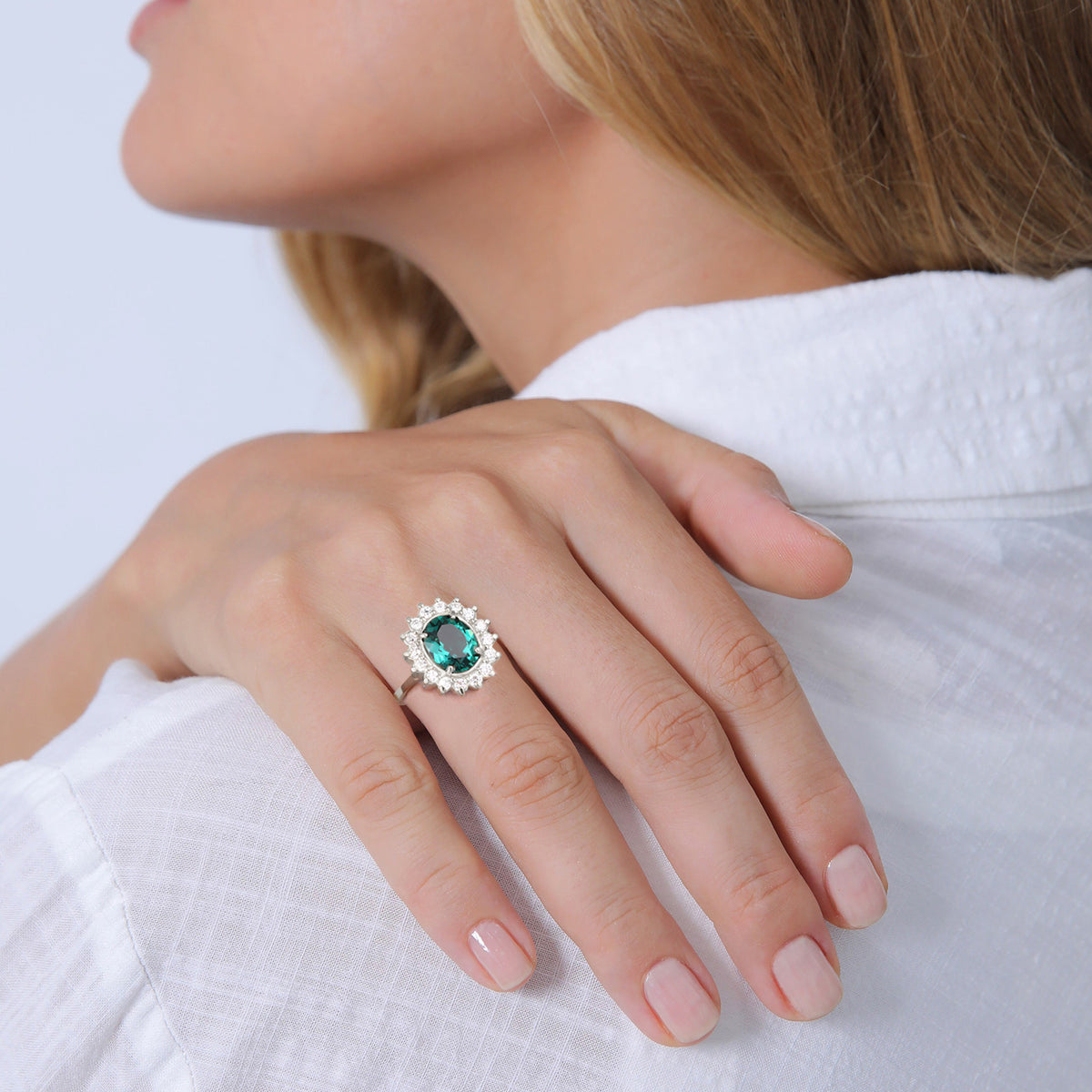 Silber - Elli PREMIUM | Cocktail Ring Royal | Zirkonia, Quarz (Weiß, Grün) | 925er Sterling Silber
