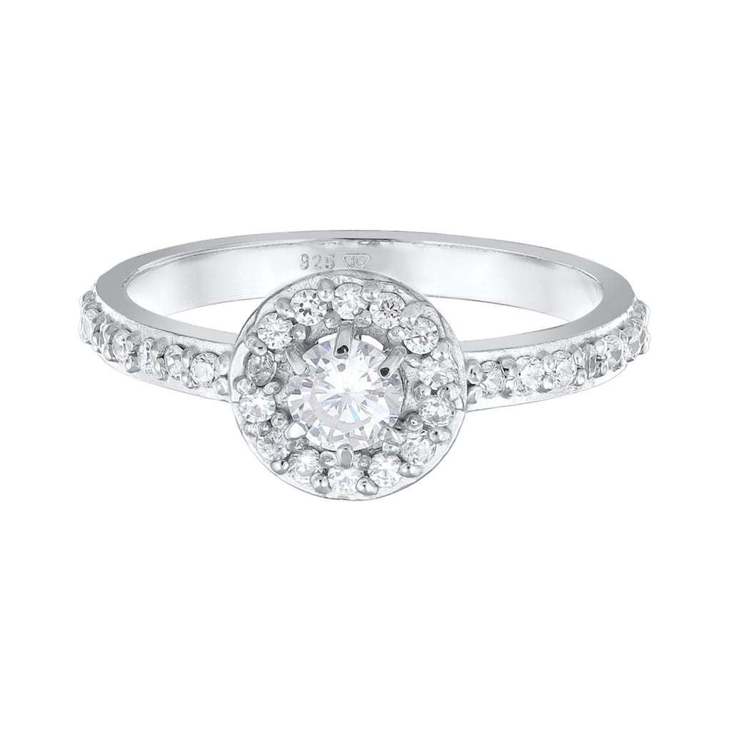 Silber - Elli | Verlobungsring Glamourös | Zirkonia (Weiß) | 925er Sterling Silber