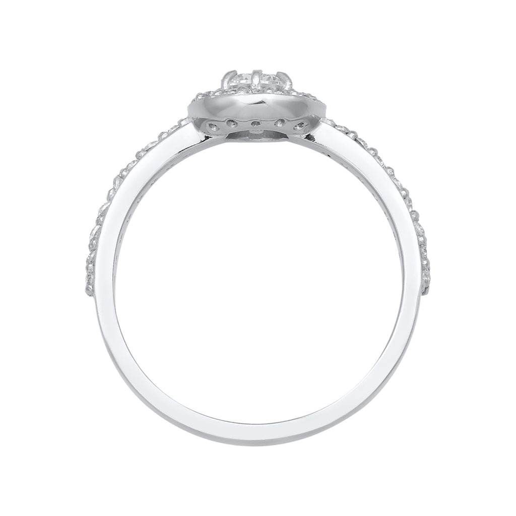 Silber - Elli | Verlobungsring Glamourös | Zirkonia (Weiß) | 925er Sterling Silber
