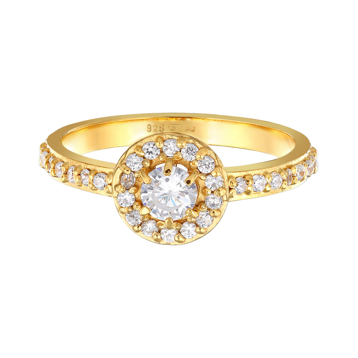 Gold - Elli | Verlobungsring Glamourös | Zirkonia (Weiß) | 925er Sterling Silber vergoldet