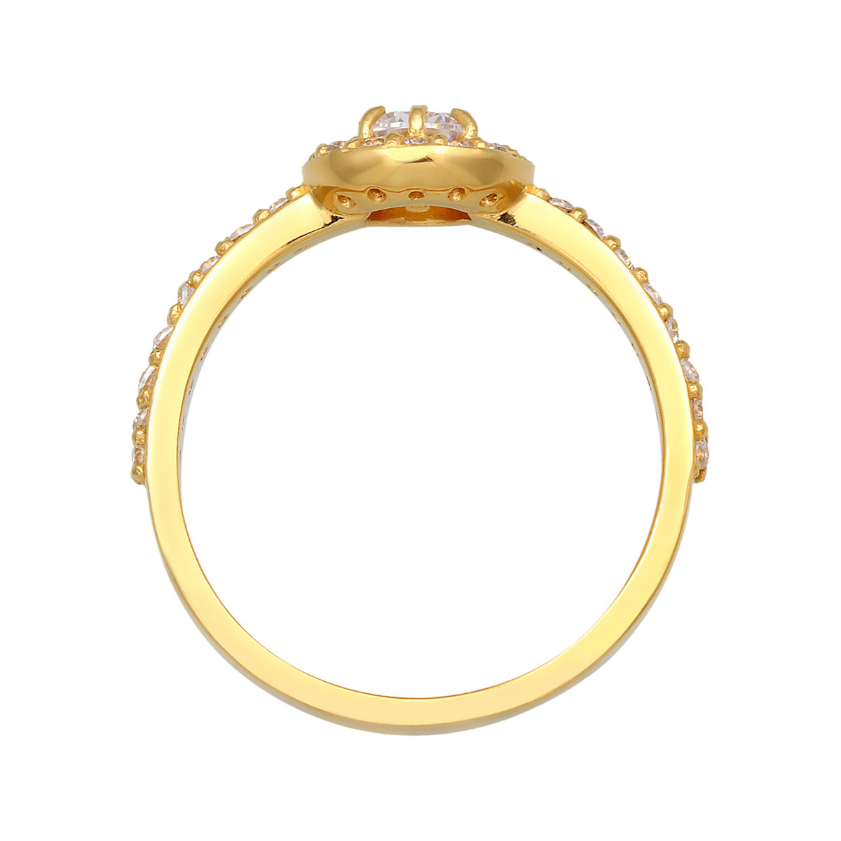 Gold - Elli | Verlobungsring Glamourös | Zirkonia (Weiß) | 925er Sterling Silber vergoldet