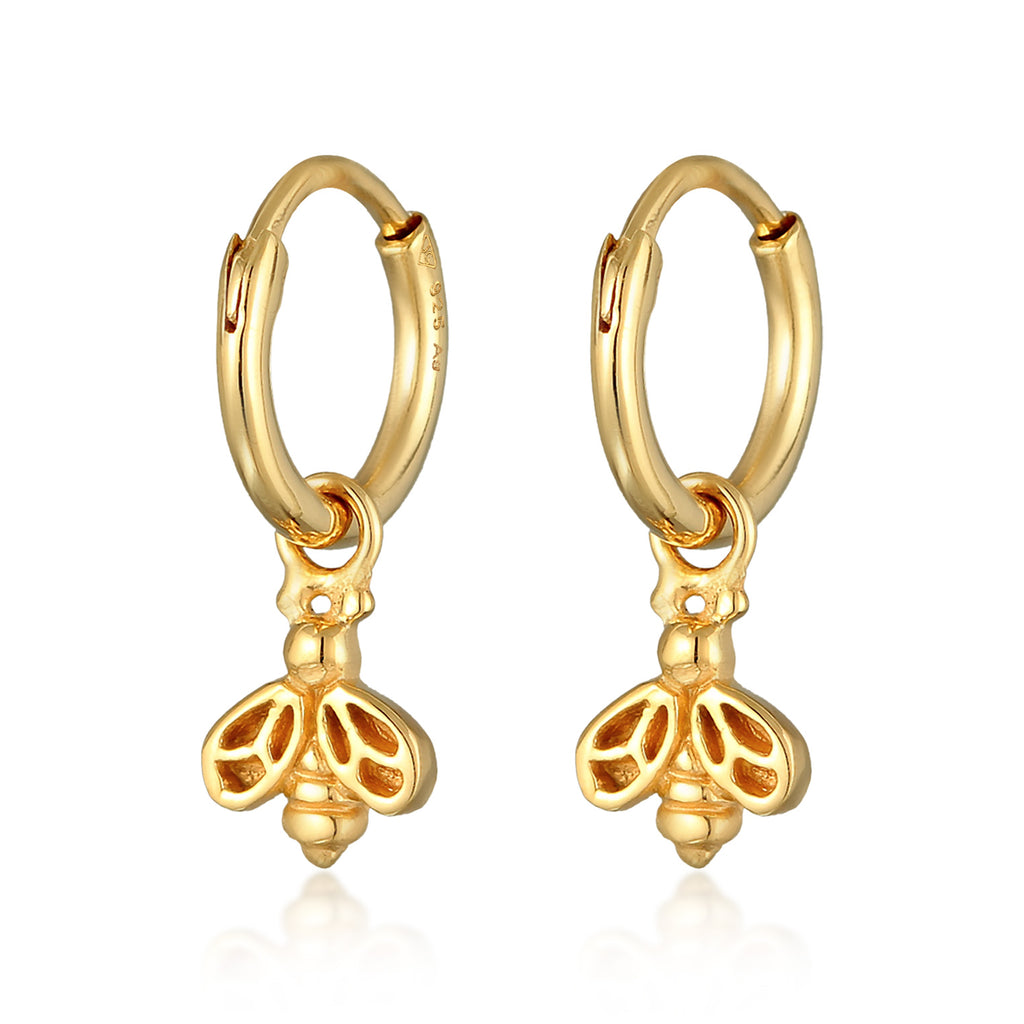 Gold - Elli | Ohrhänger Bienen Anhänger | 925er Sterling Silber vergoldet