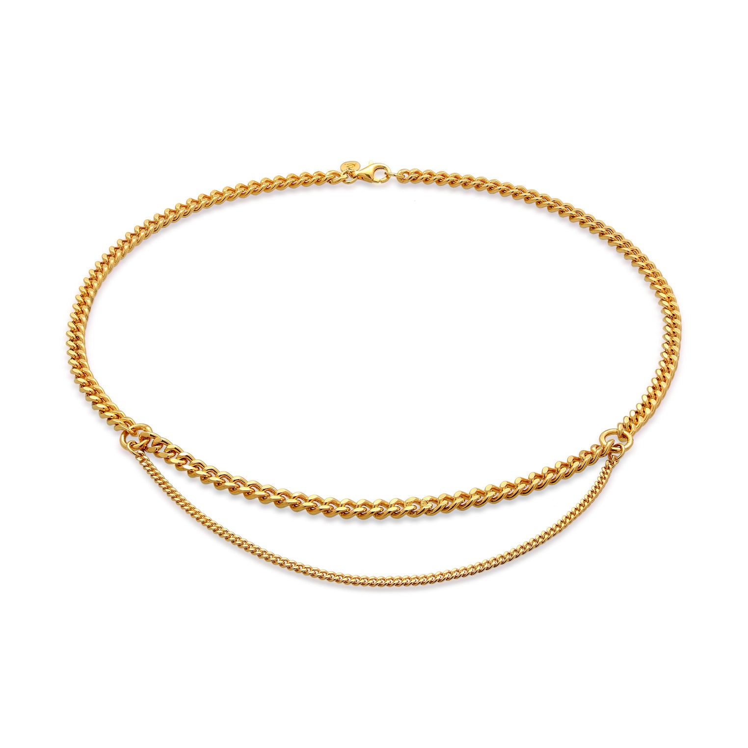 Gold - Elli PREMIUM | Panzer-Halskette Layer | 925er Sterling Silber vergoldet