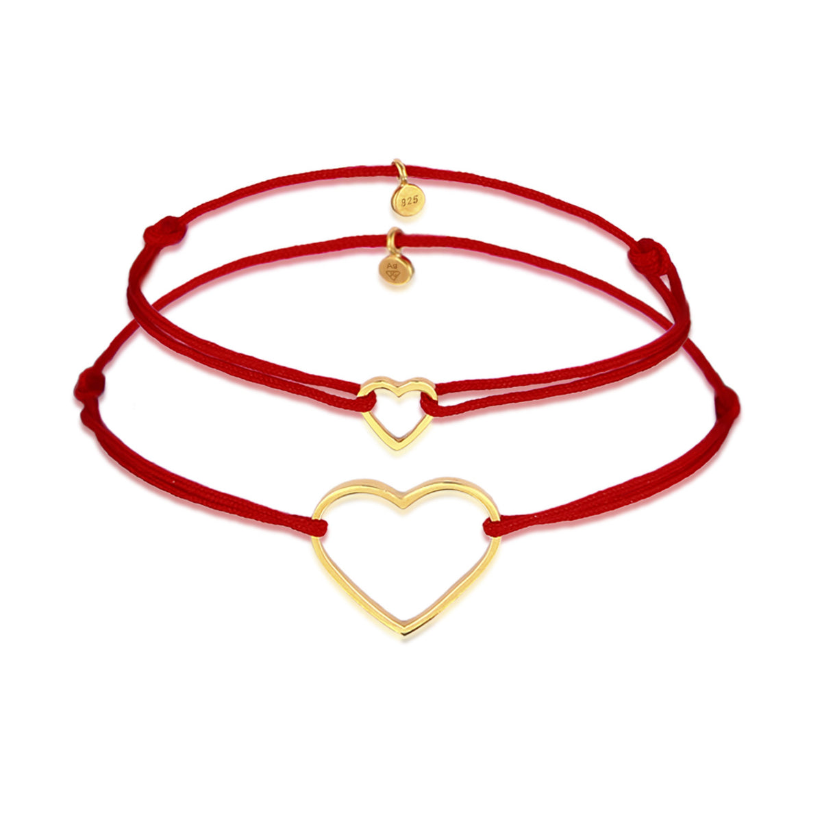 Gold - Elli | Mutter-Kind-Armbandset Herz | Nylon | 925er Sterling Silber vergoldet