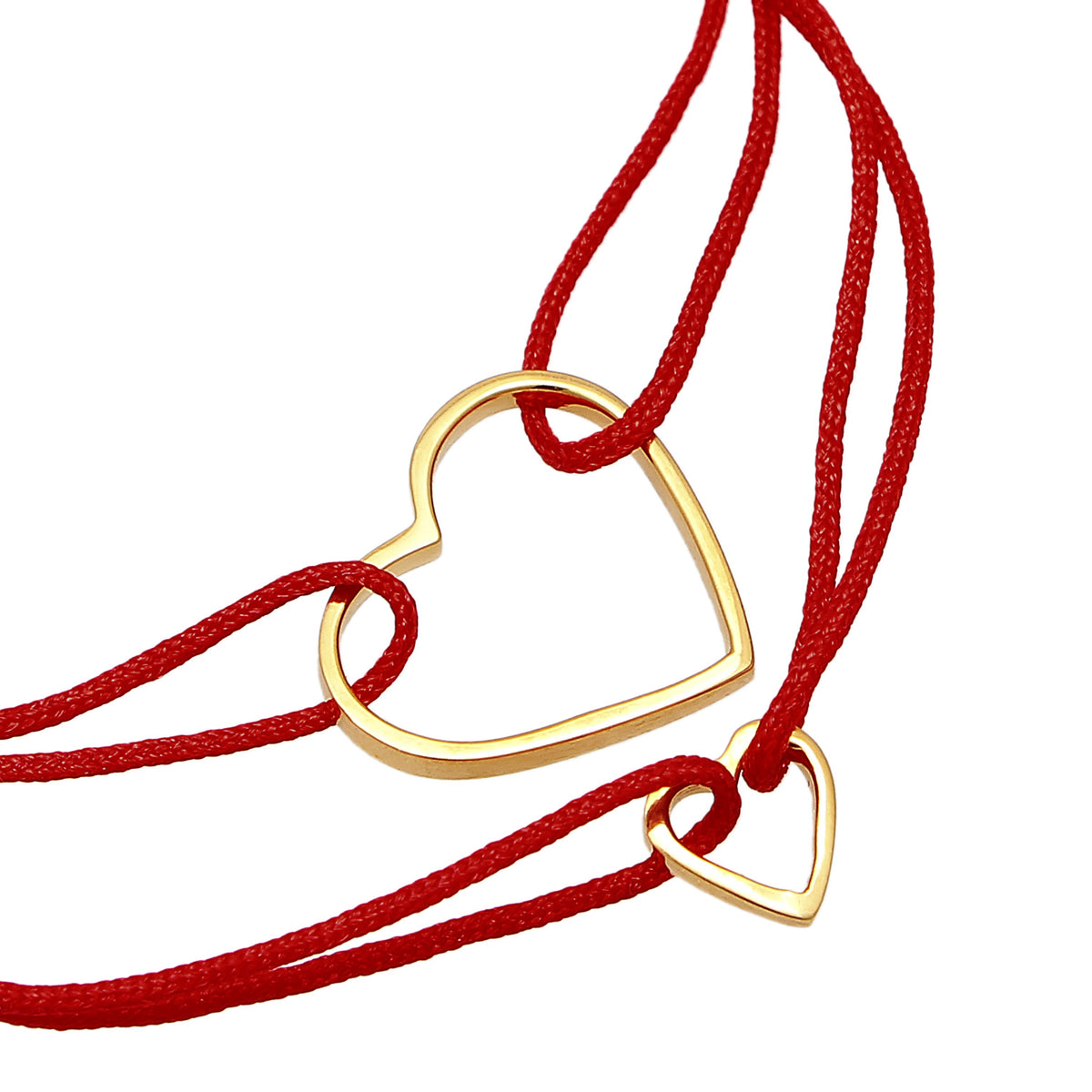 Gold - Elli | Mutter-Kind-Armbandset Herz | Nylon | 925er Sterling Silber vergoldet