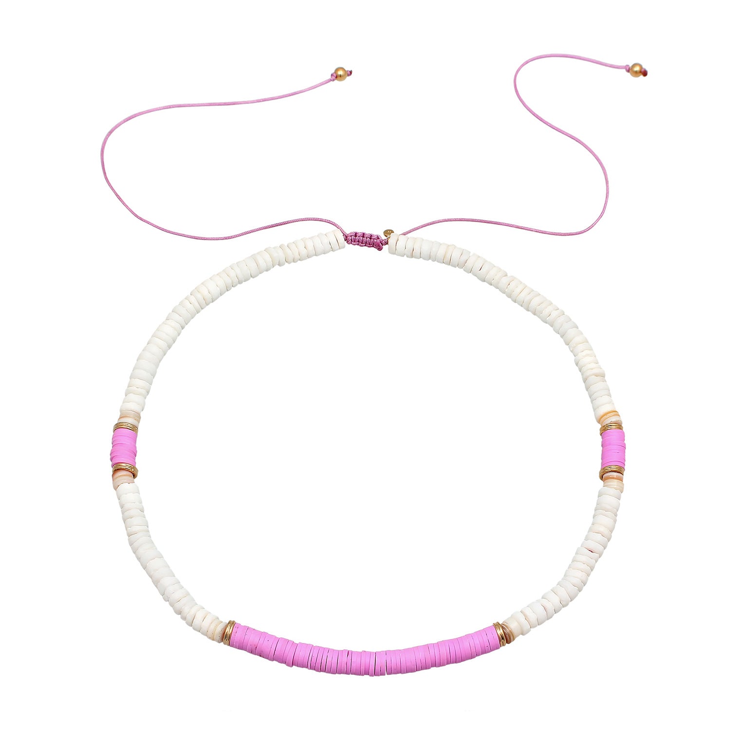 Zweifarbig - Elli | Halskette Heishi Beads | 925er Sterling Silber vergoldet