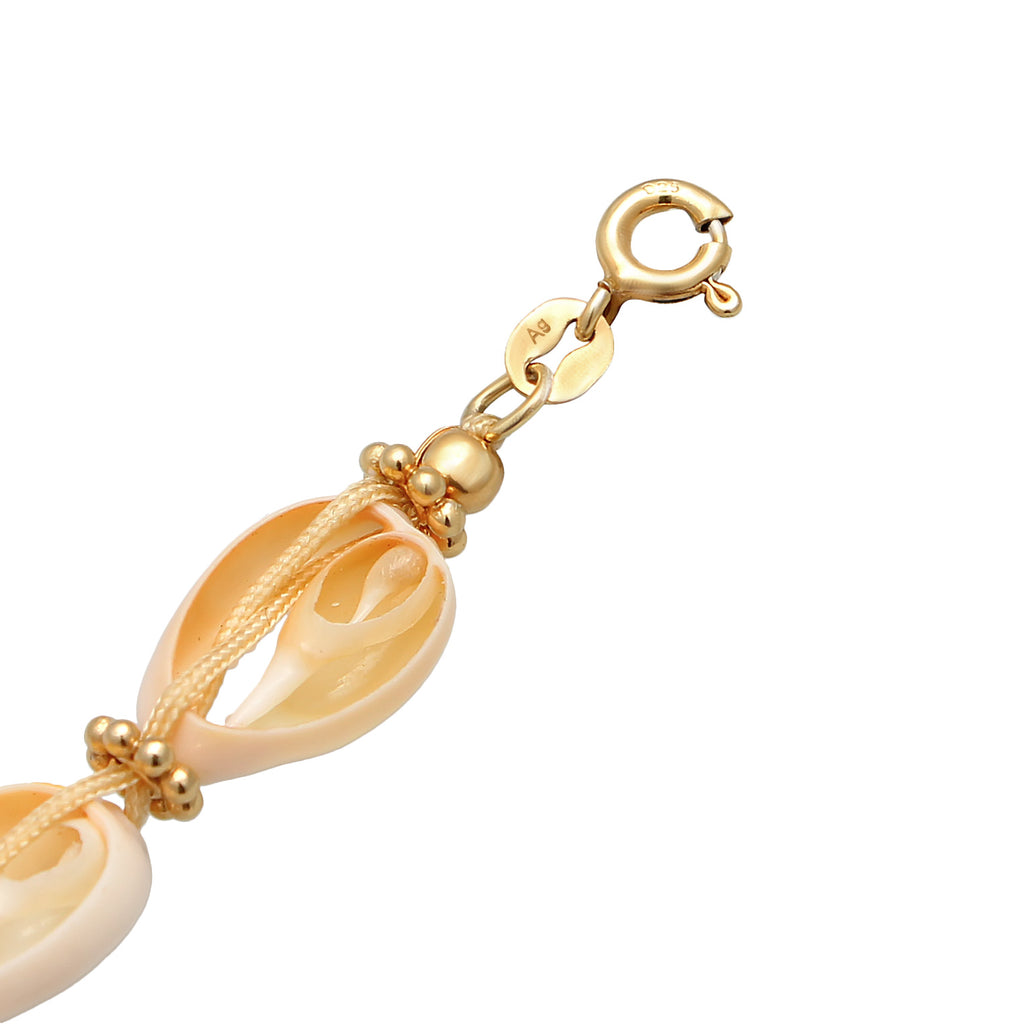 Gold - Elli | Schmuckset Blumen Beads | Kauri Muscheln | 925er Sterling Silber vergoldet