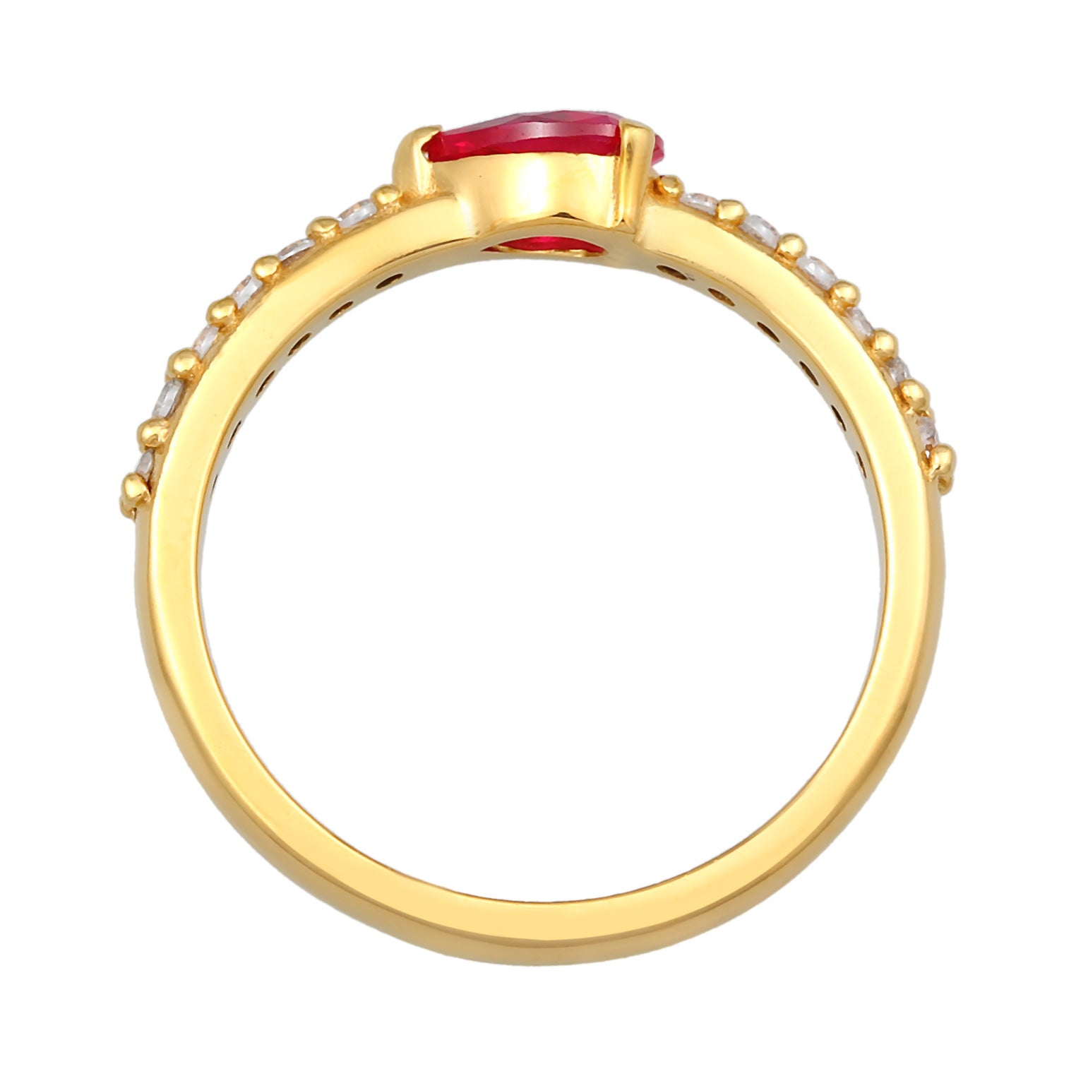 Gold - Elli | Ring Tropfen | Zirkonia, Rubin (Weiß, Pink) | 925er Sterling Silber vergoldet