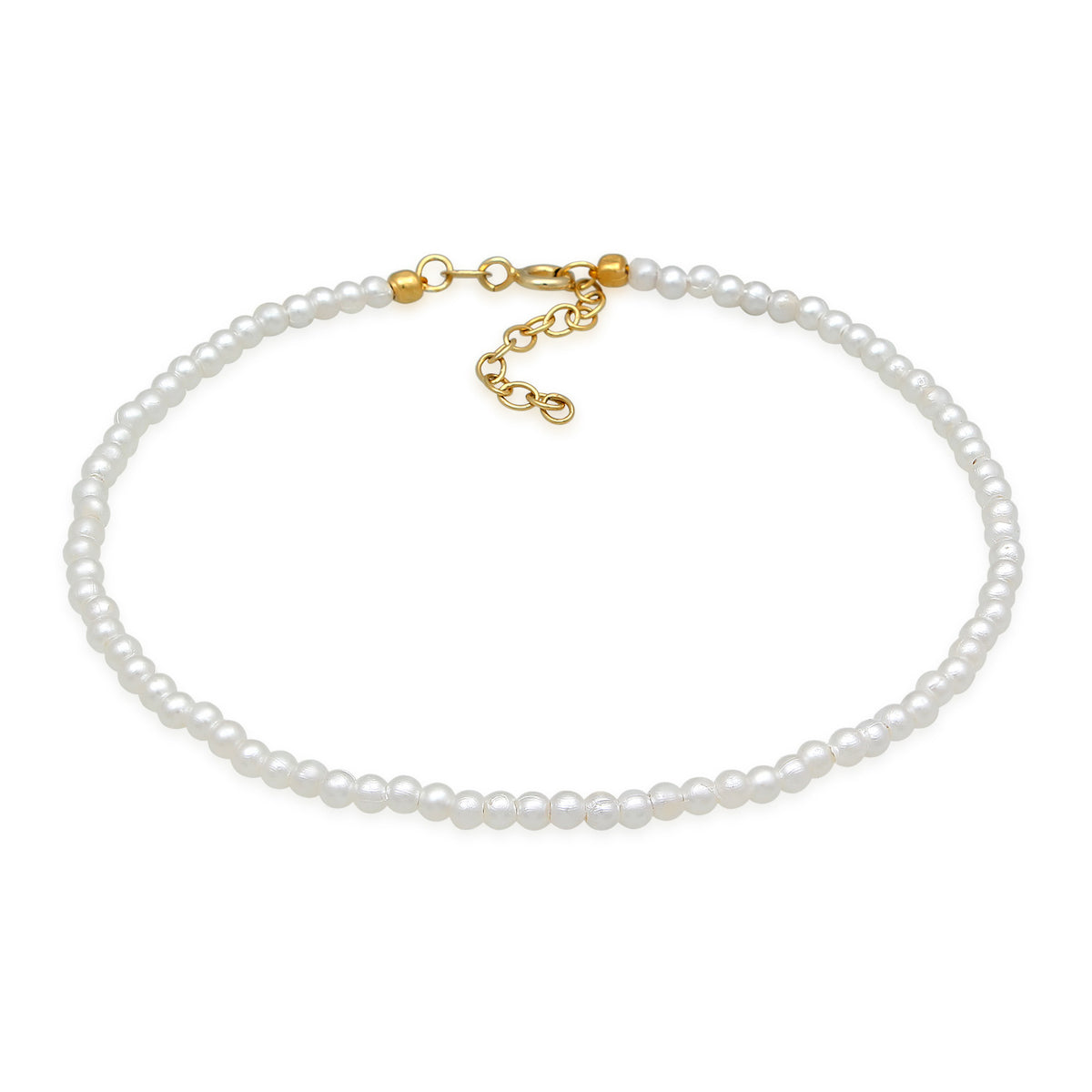 Gold - Elli | Fußkettchen Trend | synth. Perlen | 925er Sterling Silber vergoldet