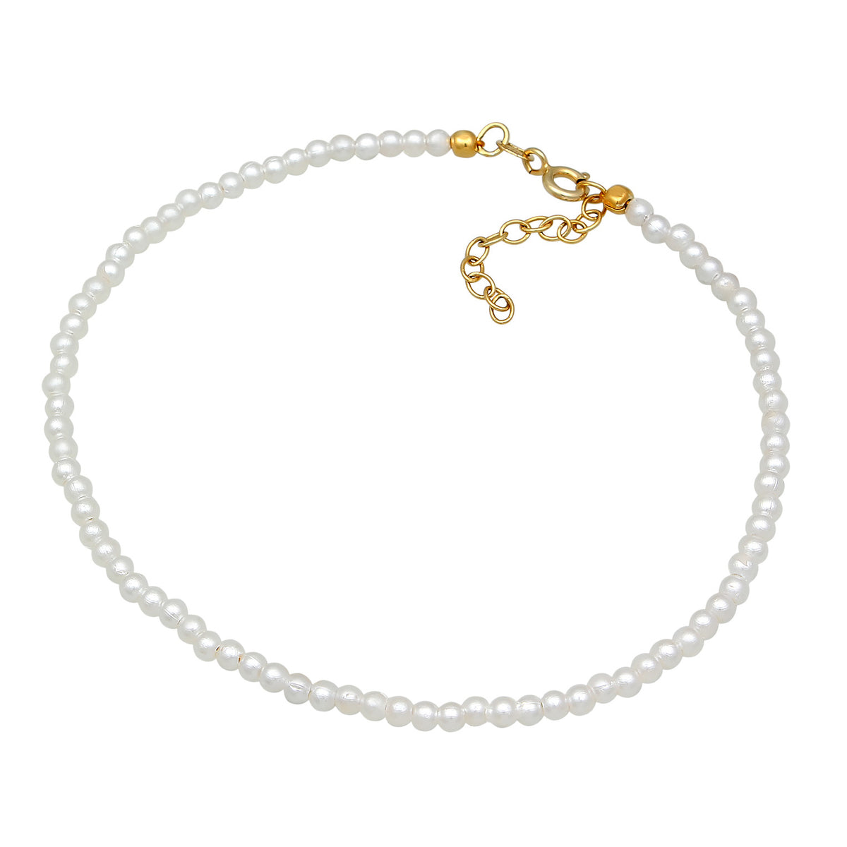 Gold - Elli | Fußkettchen Trend | synth. Perlen | 925er Sterling Silber vergoldet