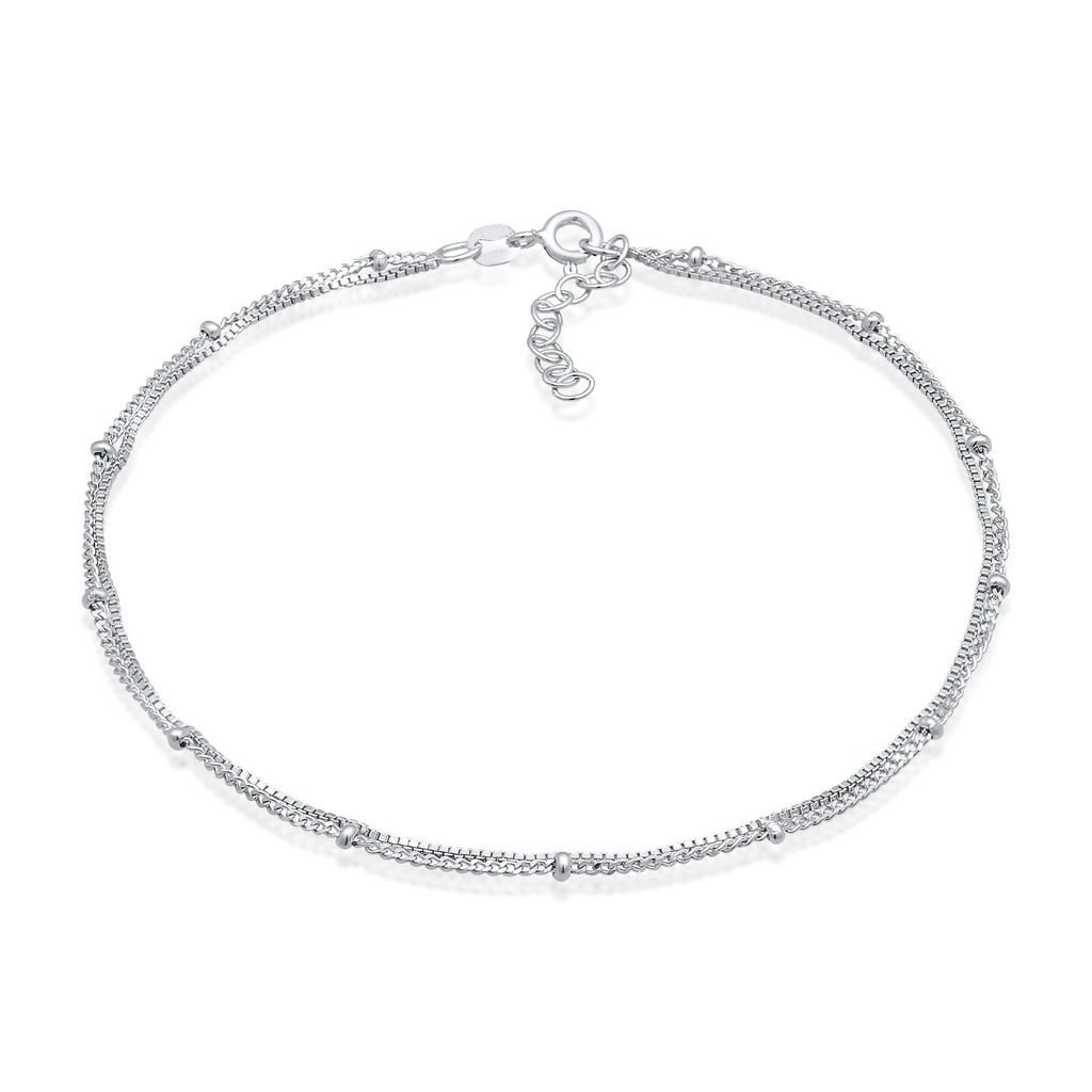 Silber - Elli | Glieder-Fußkettchen Kugeln | 925er Sterling Silber