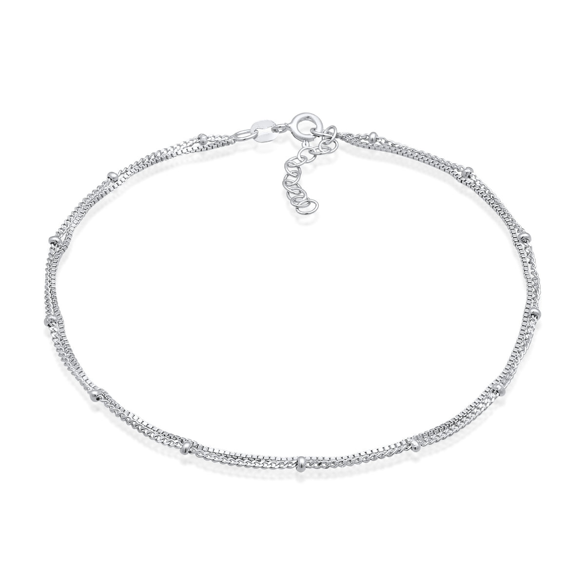 Silber - Elli | Glieder-Fußkettchen Kugeln | 925er Sterling Silber