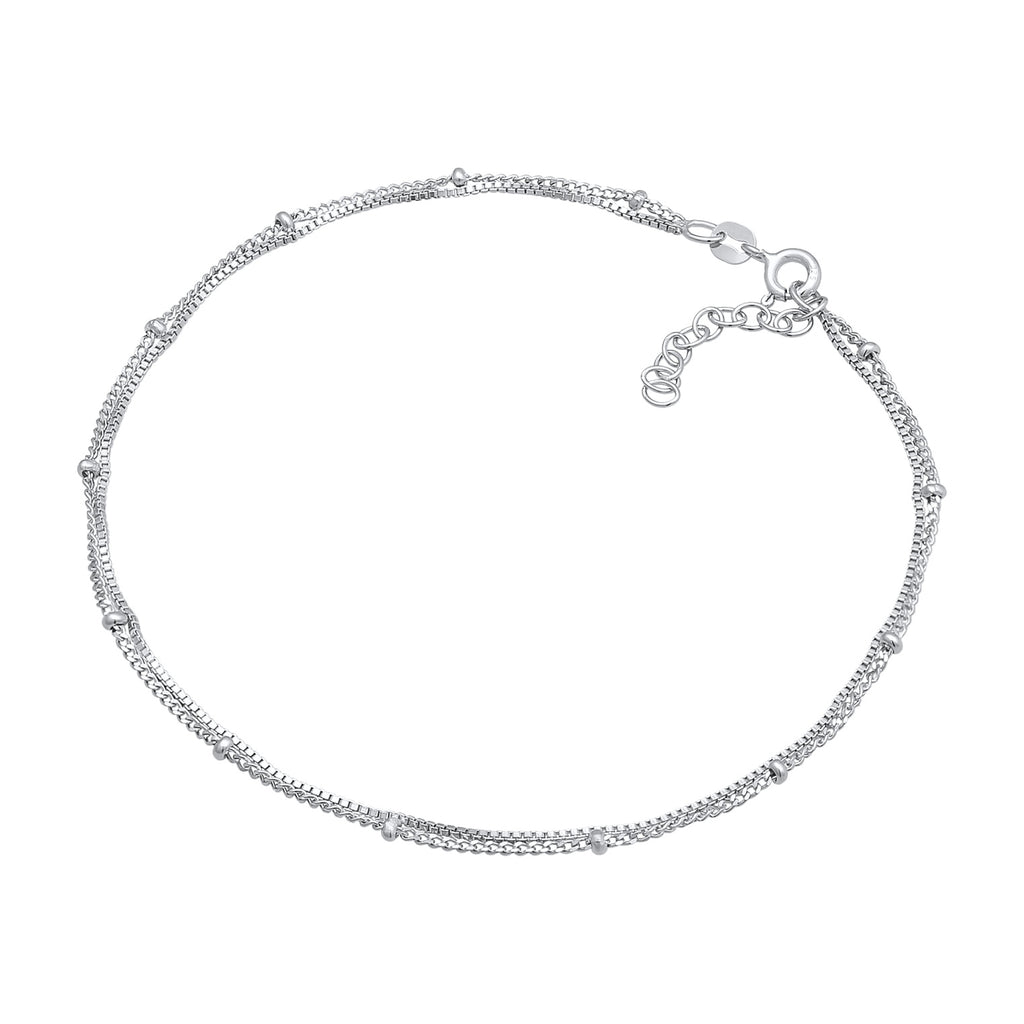Silber - Elli | Glieder-Fußkettchen Kugeln | 925er Sterling Silber