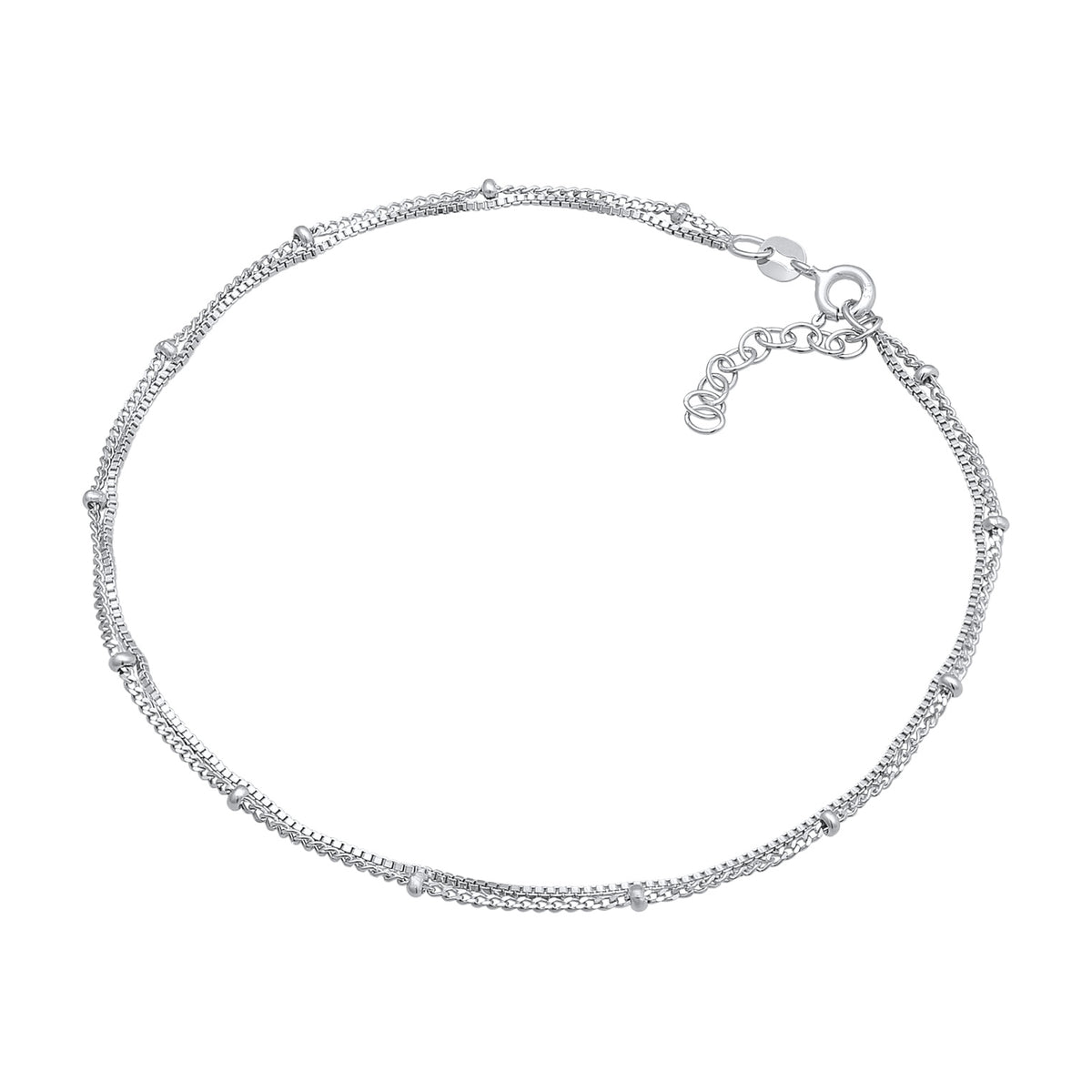 Silber - Elli | Glieder-Fußkettchen Kugeln | 925er Sterling Silber