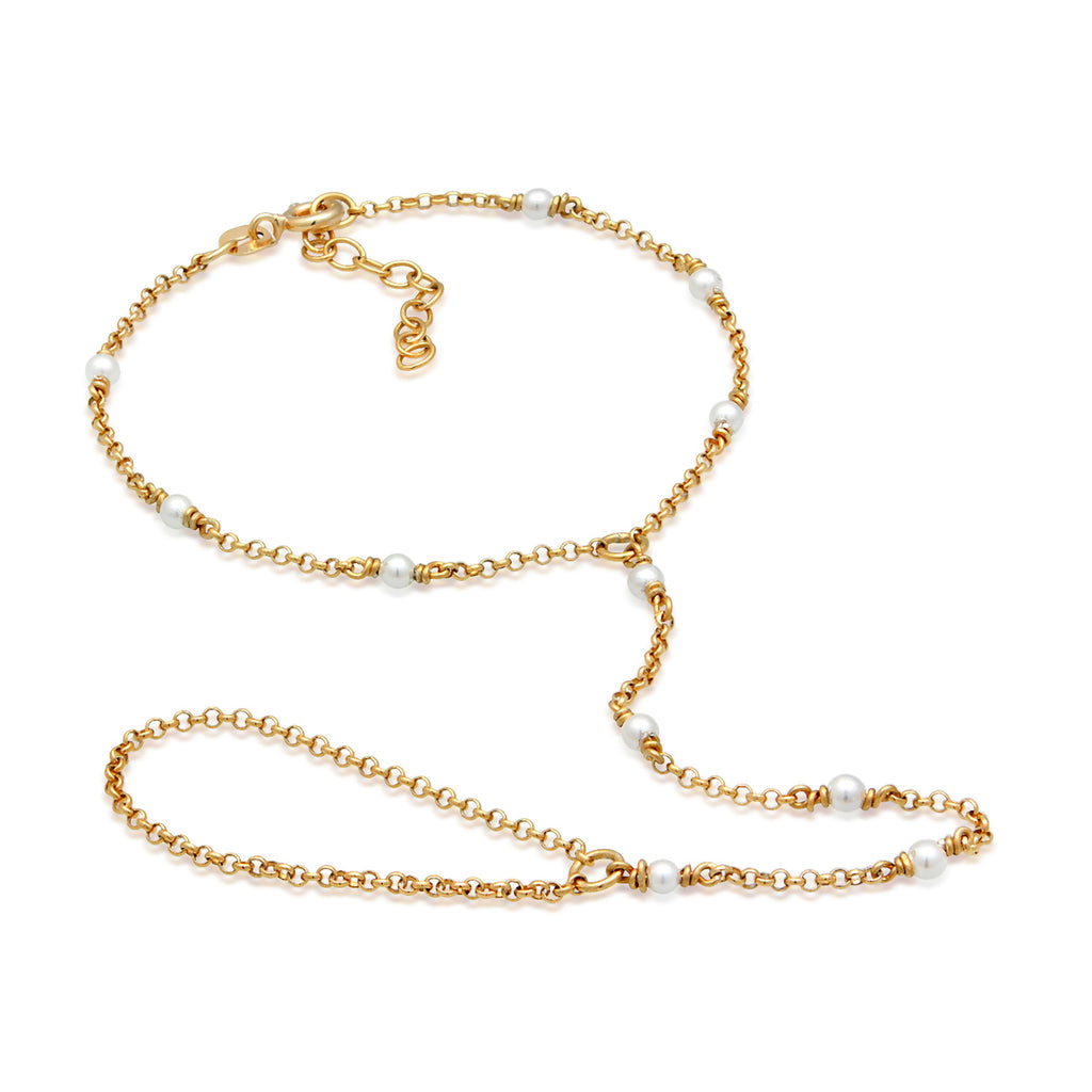 Gold - Elli | Handkette | Muschelkernperlen | 925er Sterling Silber vergoldet