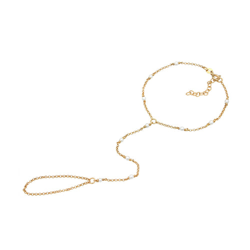 Gold - Elli | Handkette | Muschelkernperlen | 925er Sterling Silber vergoldet