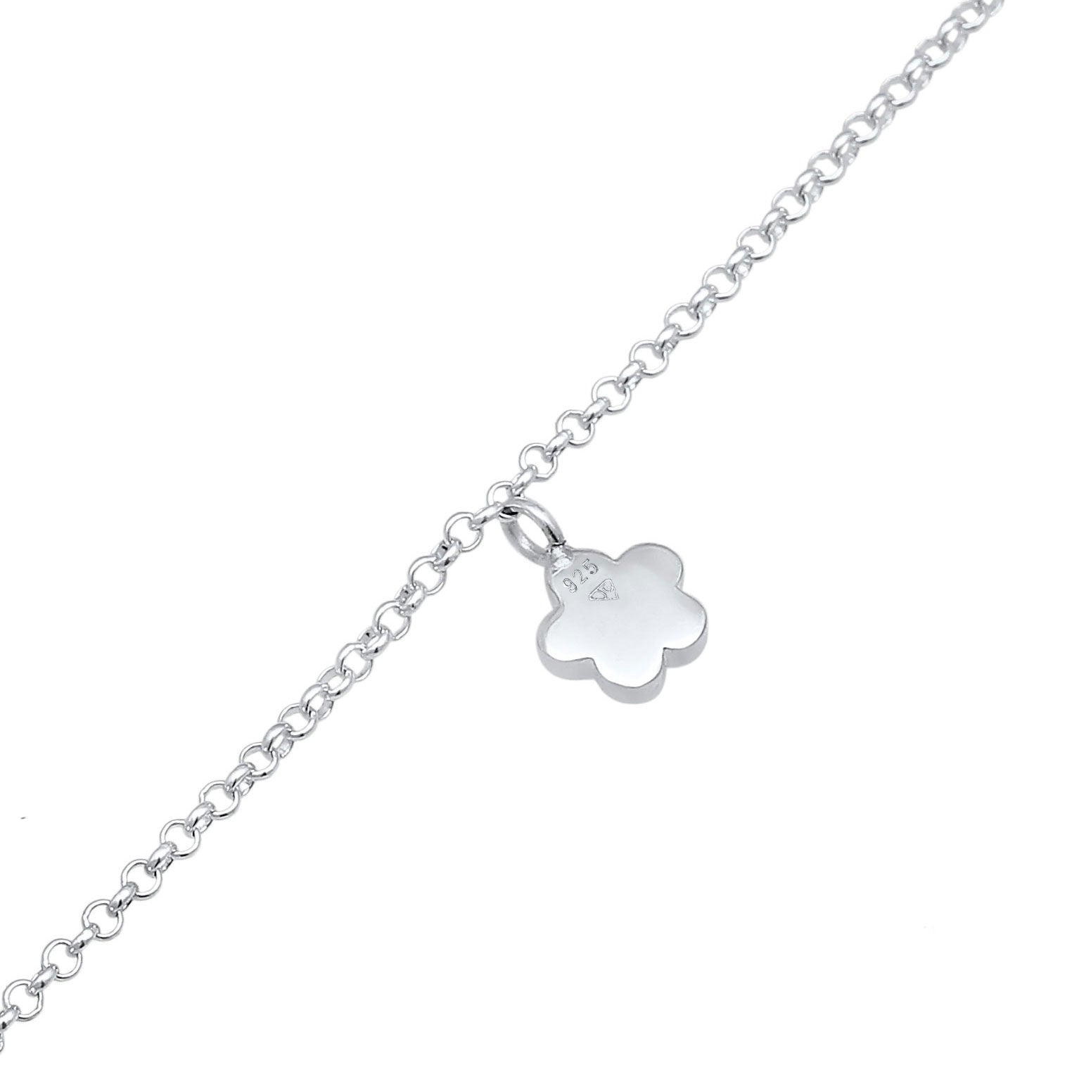 Silber - Elli | Fußkettchen Blume | Mit Kristallen von Swarovski® (Weiß) | 925er Sterling Silber