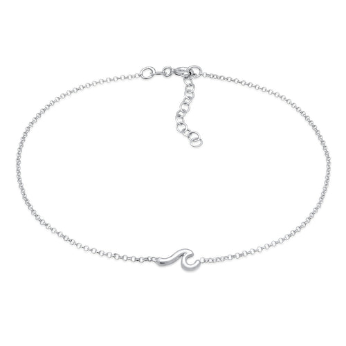 Silber - Elli | Fußkettchen Welle | 925er Sterling Silber