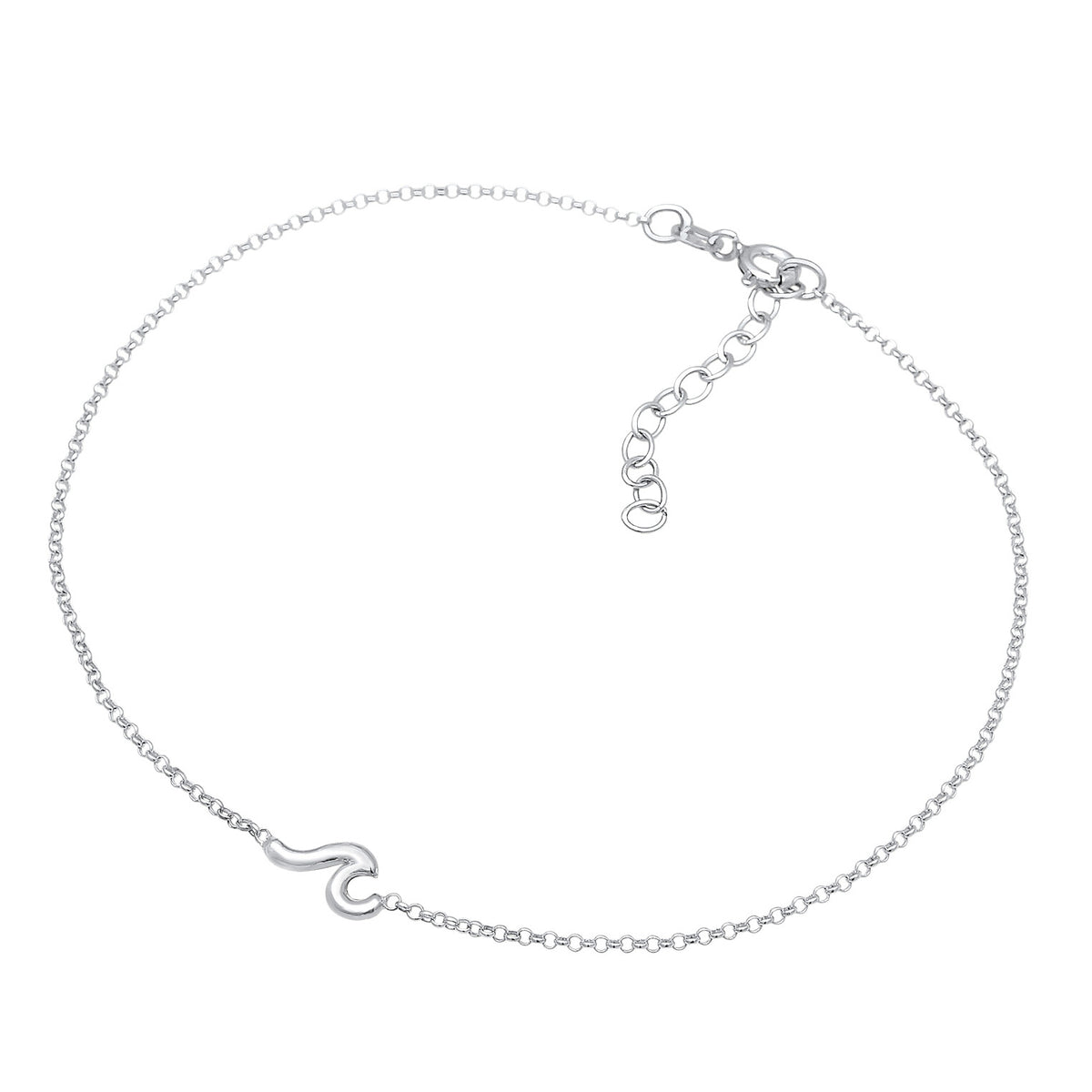 Silber - Elli | Fußkettchen Welle | 925er Sterling Silber