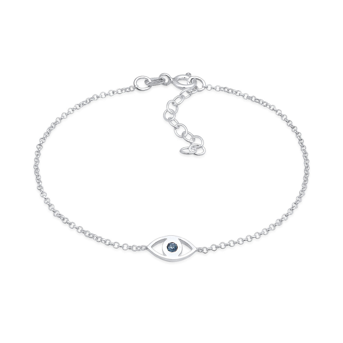 Silber - Elli | Fußkettchen Evil Eye | Kristall (Blau) | 925er Sterling Silber