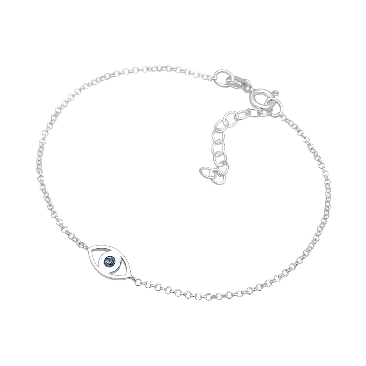 Silber - Elli | Fußkettchen Evil Eye | Kristall (Blau) | 925er Sterling Silber