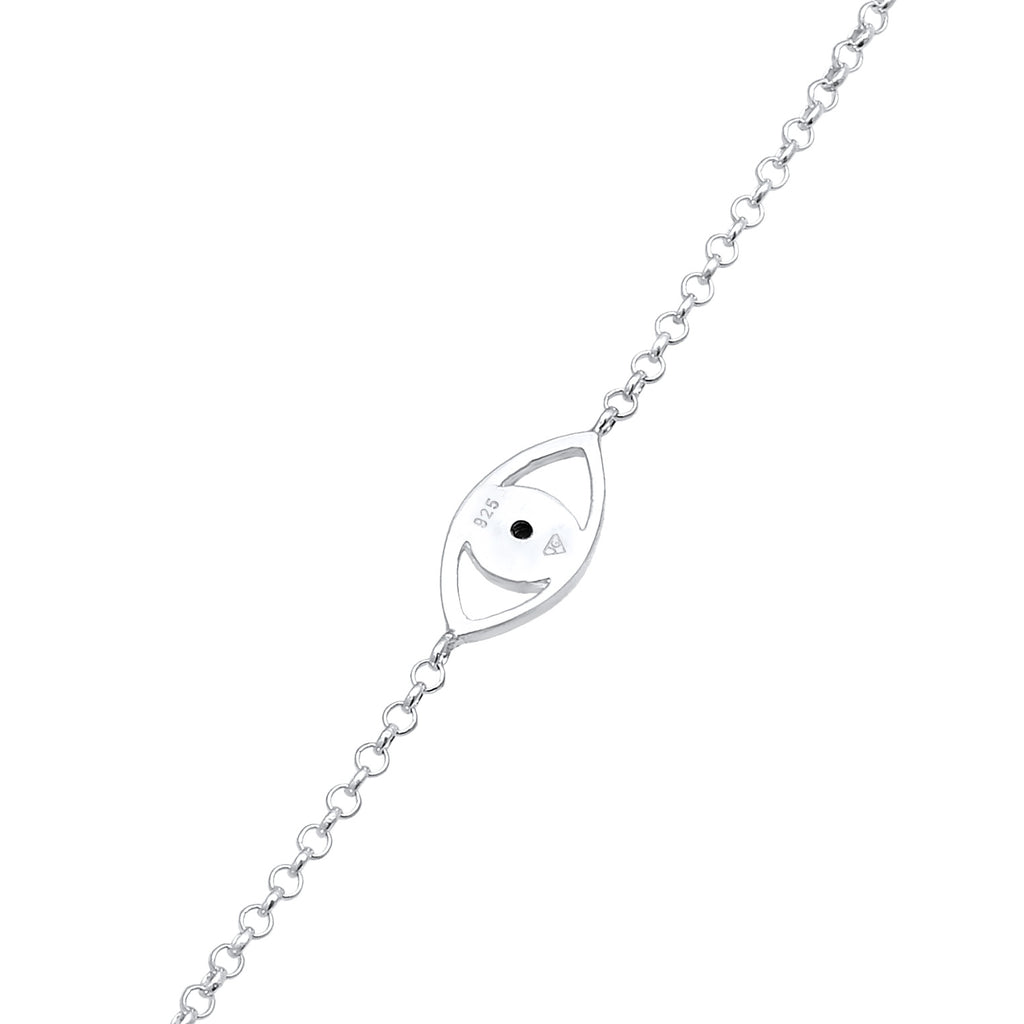 Silber - Elli | Fußkettchen Evil Eye | Kristall (Blau) | 925er Sterling Silber