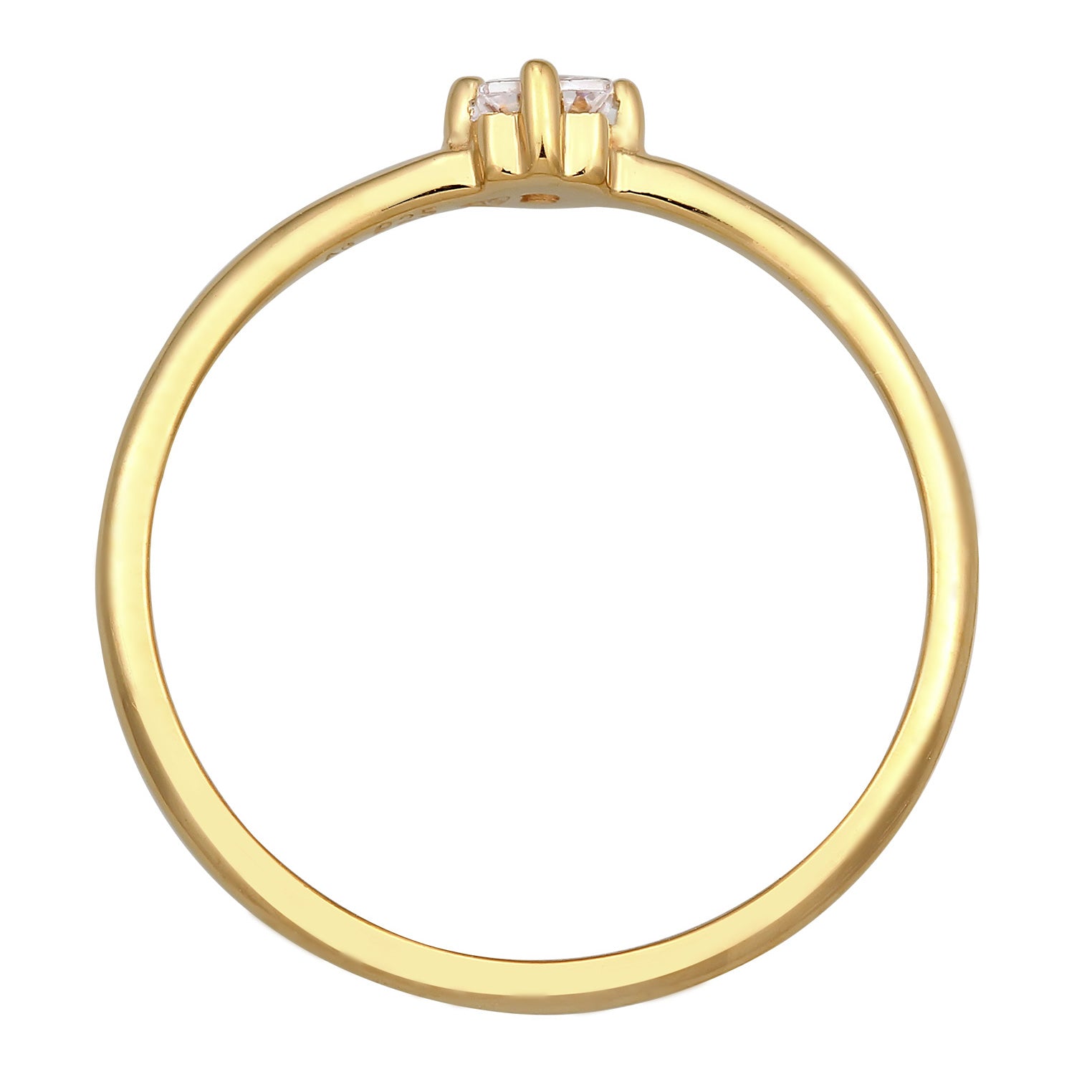 Gold - Elli | Solitär-Ring | Zirkonia Kristall (Weiß) | 925 Sterling Silber vergoldet