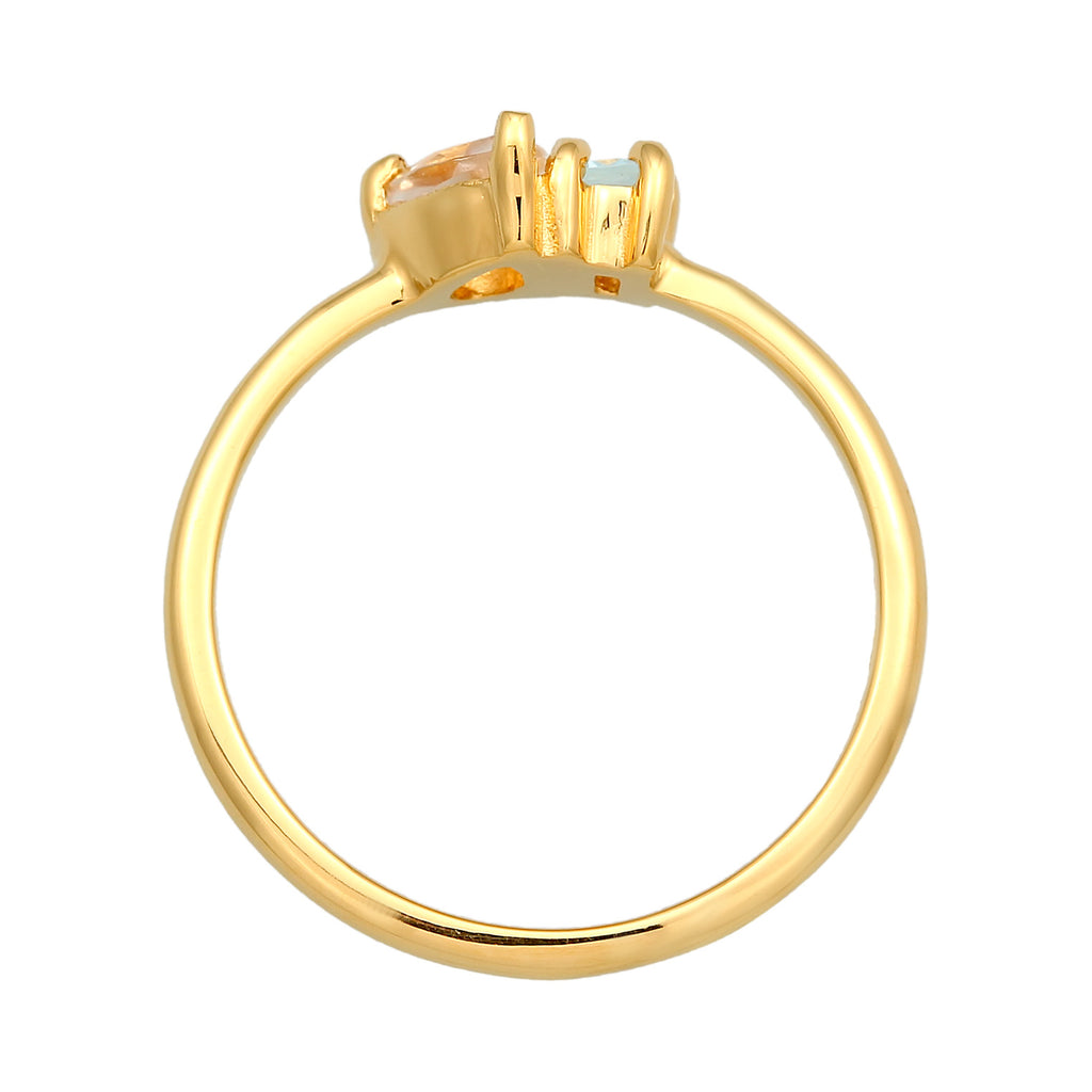 Gold - Elli PREMIUM | Ring Tropfen | Topas Edelstein (Weiß) | 925 Sterling Silber vergoldet