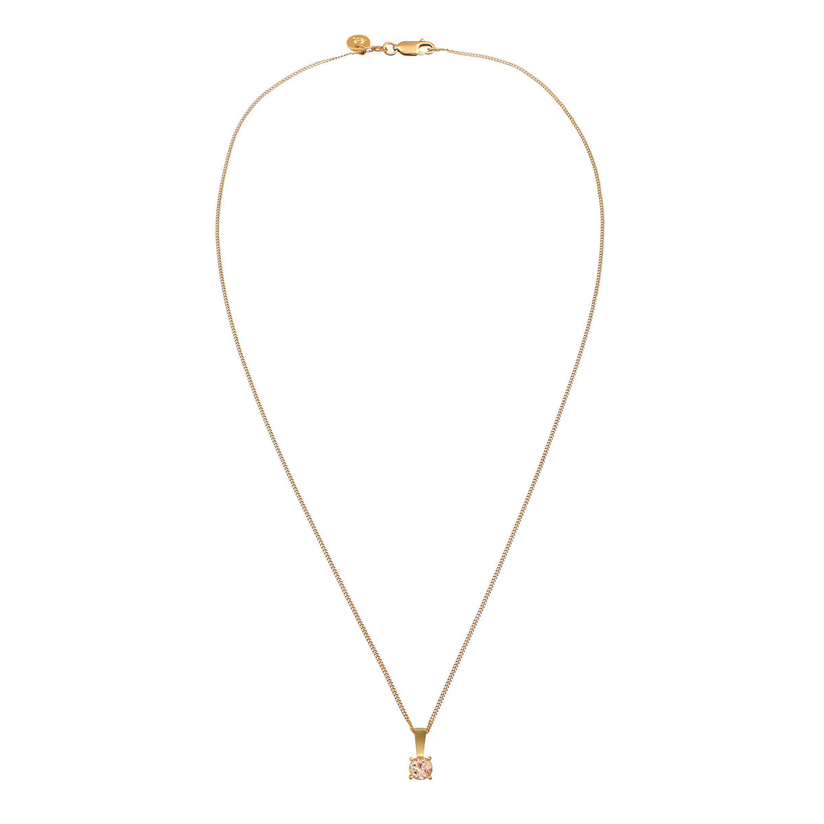 Gold - Elli PREMIUM | Halskette Solitär | Morganit Edelstein (Rosa) | 925er Sterling Silber