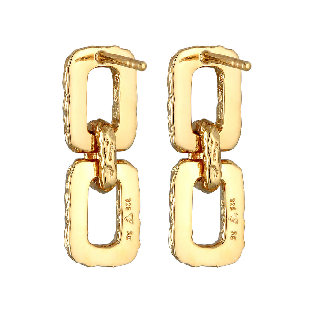 Gold - Elli | Ohrhänger Rechteck Organic | 925er Sterling Silber vergoldet