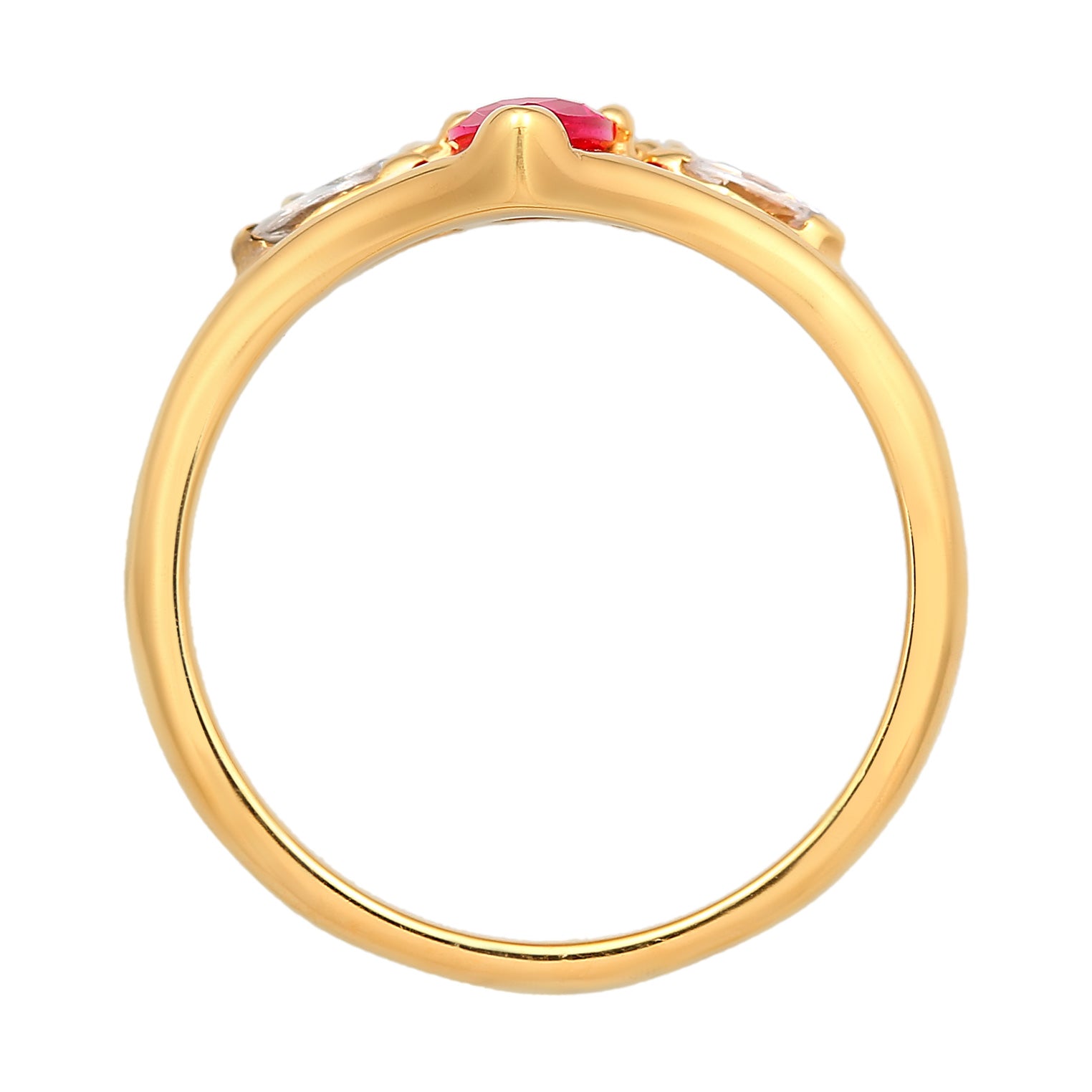 Gold - Elli | Ring Glamourös | Zirkonia, synth. Rubin (Weiß, Pink) | 925er Sterling Silber vergoldet