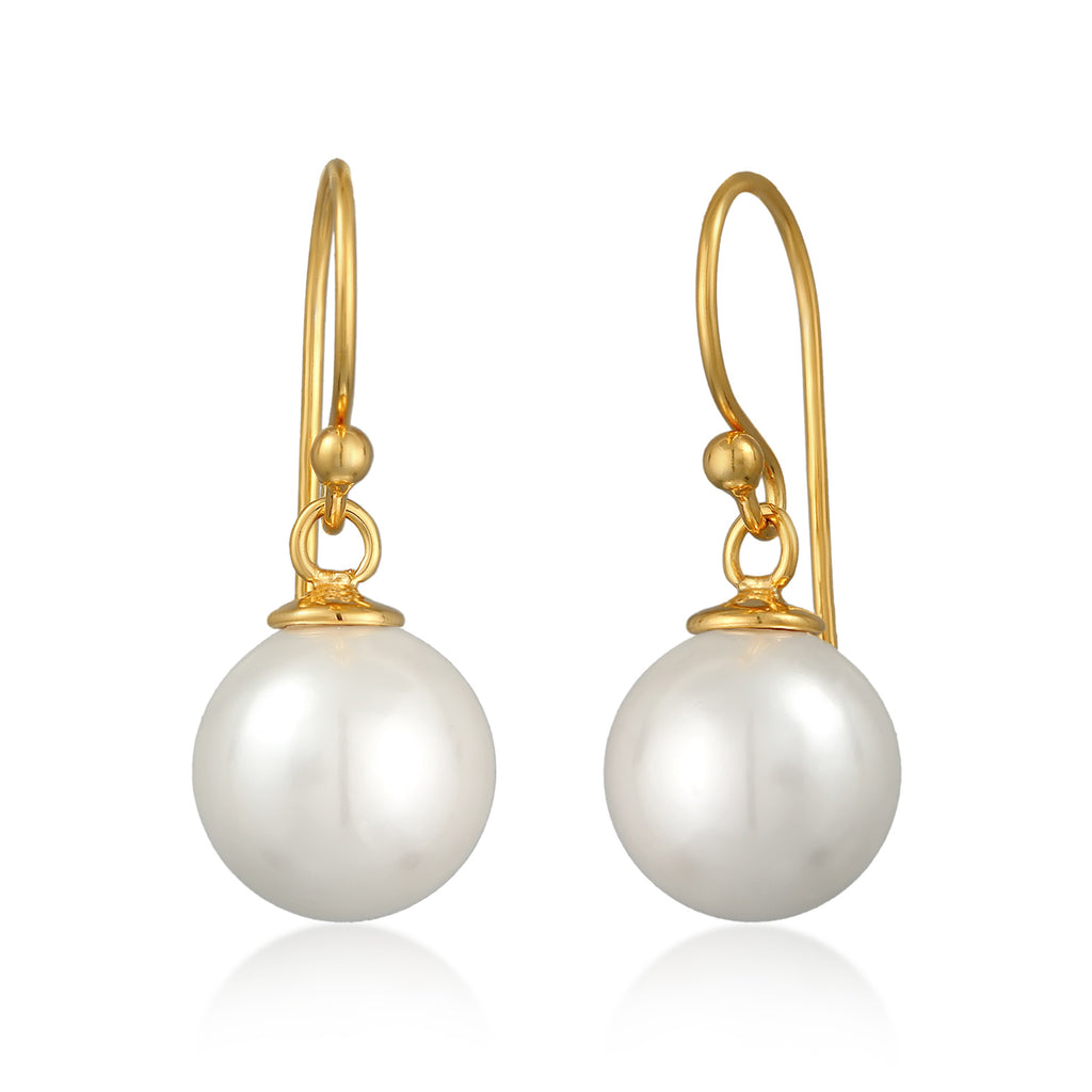 Gold - Elli | Ohrhänger Klassisch | Muschelkernperle | 925er Sterling Silber vergoldet