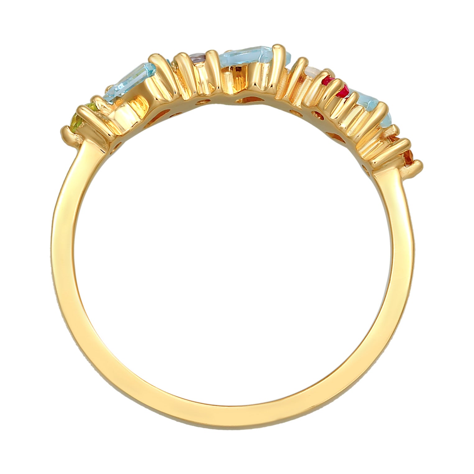 Gold - Elli PREMIUM | Ring Glamourös | Peridot, Topas, Mondstein (Bunt) | 925er Sterling Silber vergoldet