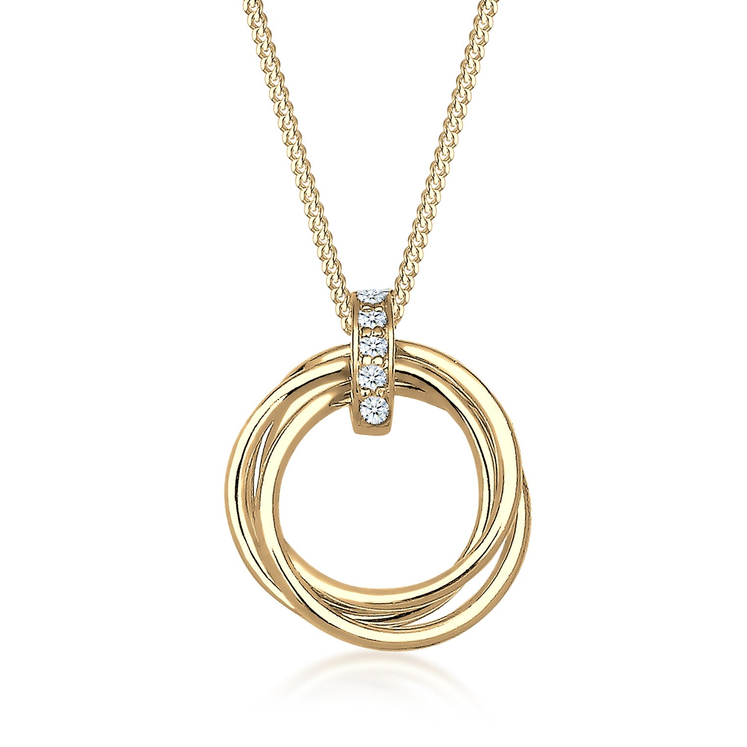 Gold - Elli DIAMONDS | Halskette Kreis | Diamant (Weiß, 0.025 ct) | 925er Sterling Silber vergoldet