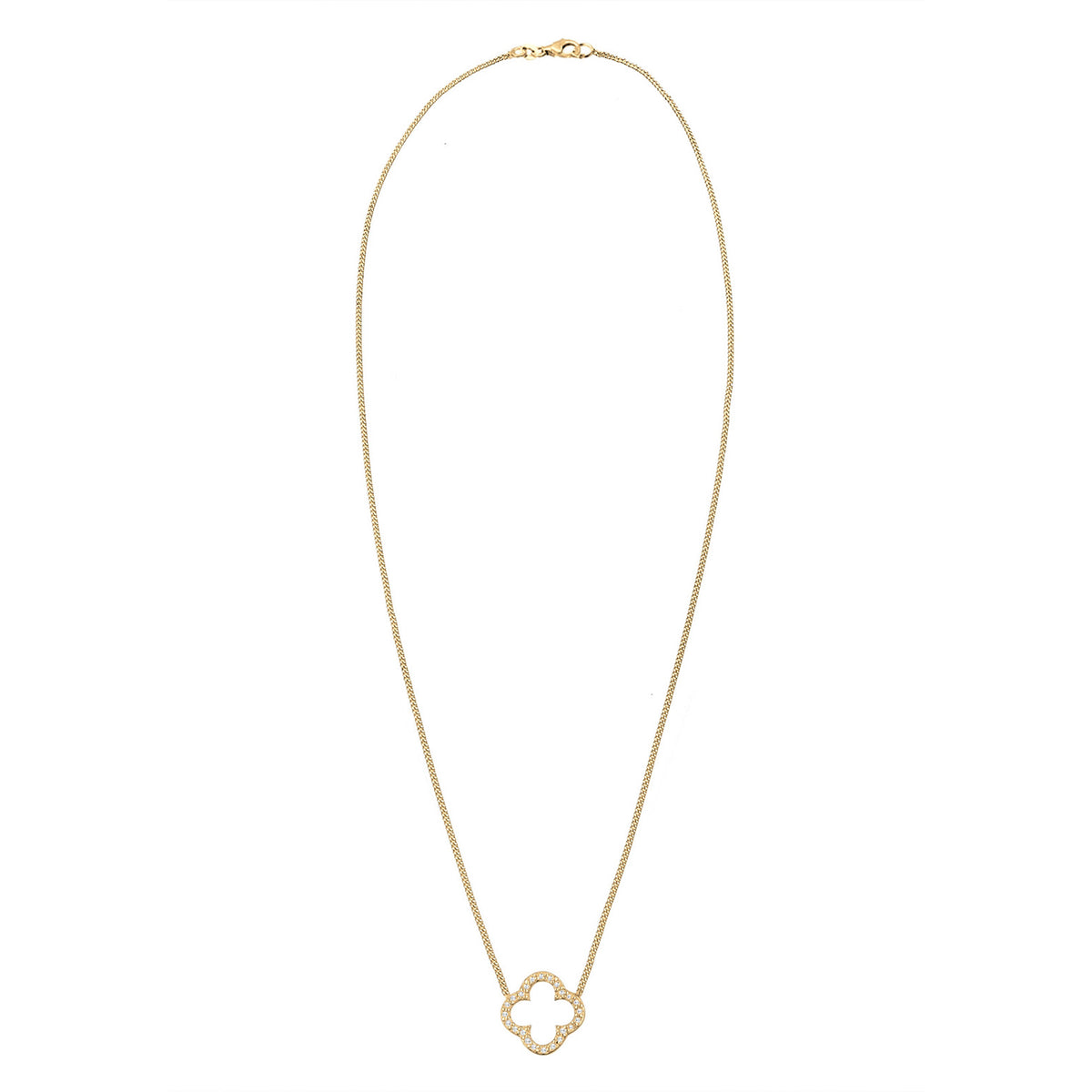 Gold - Elli | Halskette Kleeblatt | Zirkonia (Weiß) | 925er Sterling Silber vergoldet