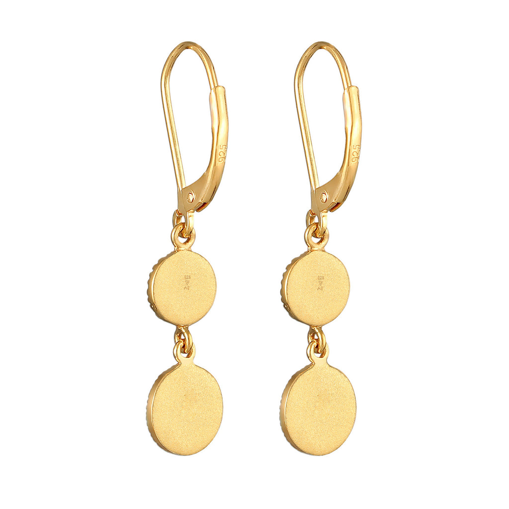 Gold - Elli | Ohrhänger Münze Sonne | 925er Sterling Silber vergoldet