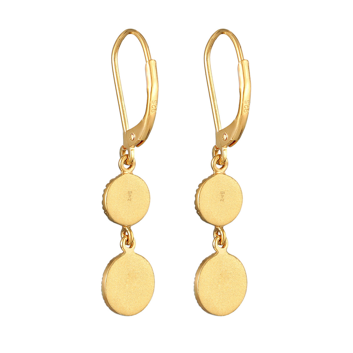 Gold - Elli | Ohrhänger Münze Sonne | 925er Sterling Silber vergoldet
