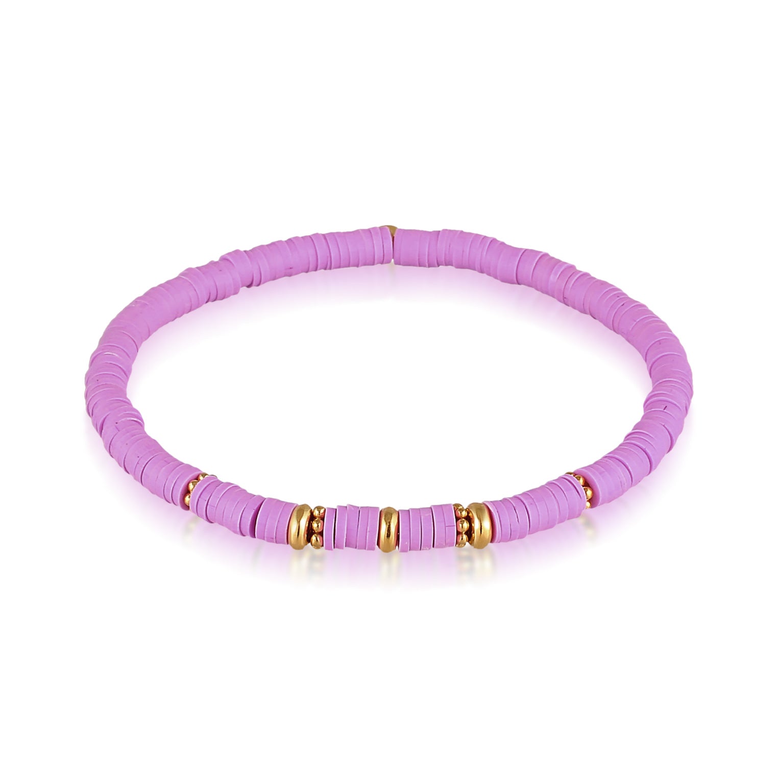 Pink - Elli | Armband Beads | Heishi Perlen (Rosa) | 925er Sterling Silber vergoldet