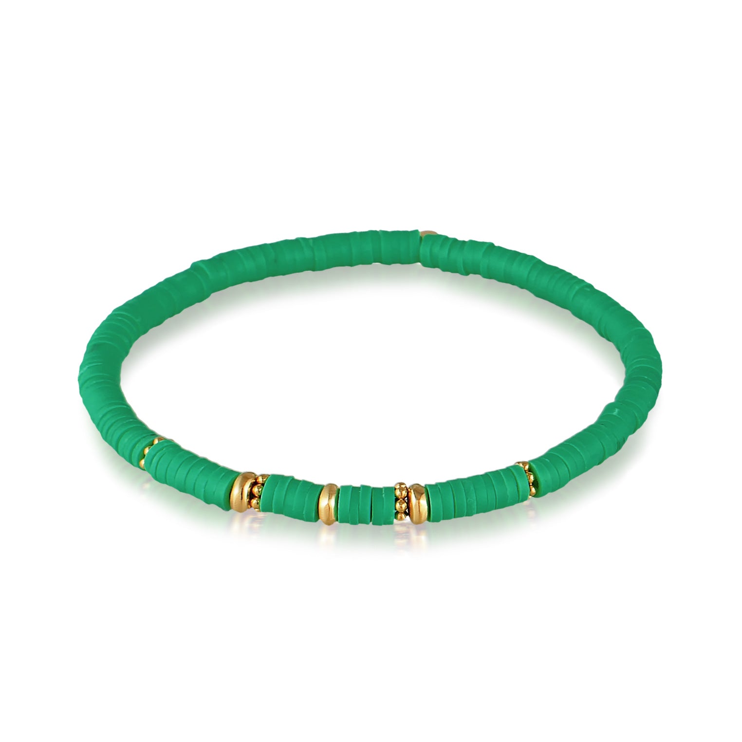 Grün - Elli | Armband Beads | Heishi Perlen (Grün) | 925er Sterling Silber vergoldet