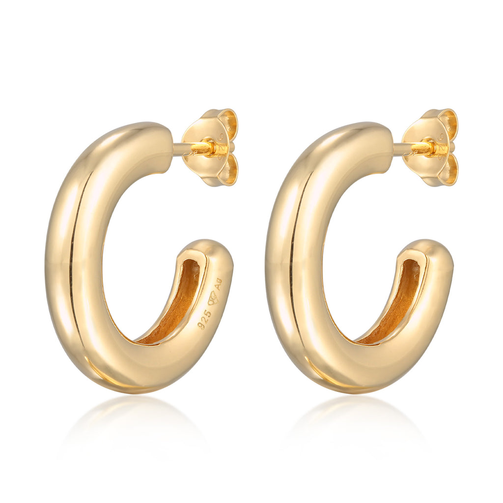 Gold - Elli | Creolen Stecker Basis | 925er Sterling Silber vergoldet