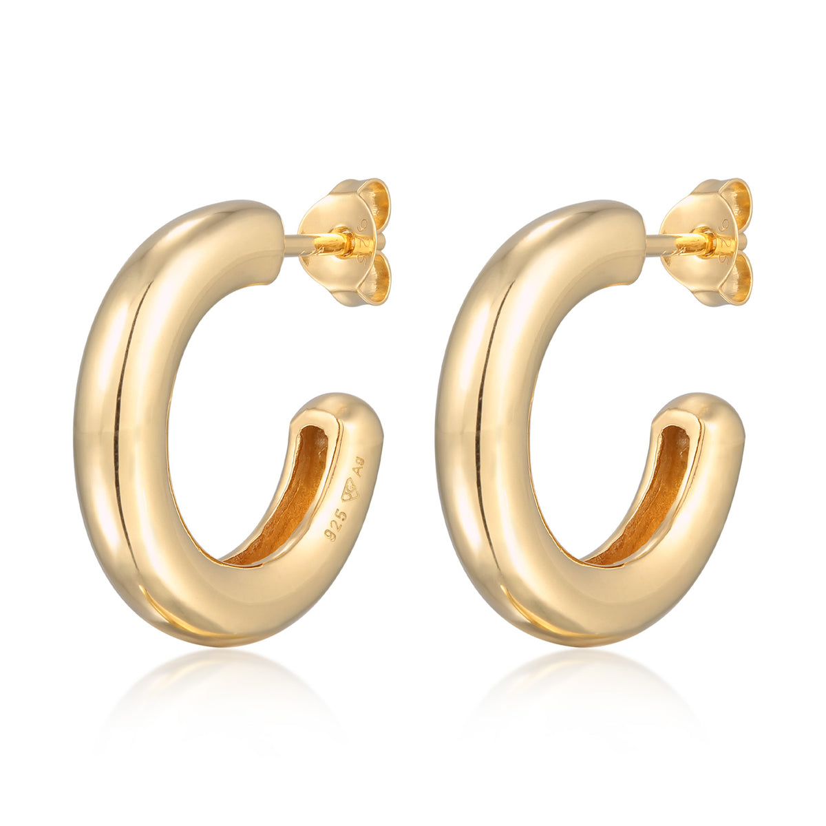 Gold - Elli | Creolen Stecker Basis | 925er Sterling Silber vergoldet