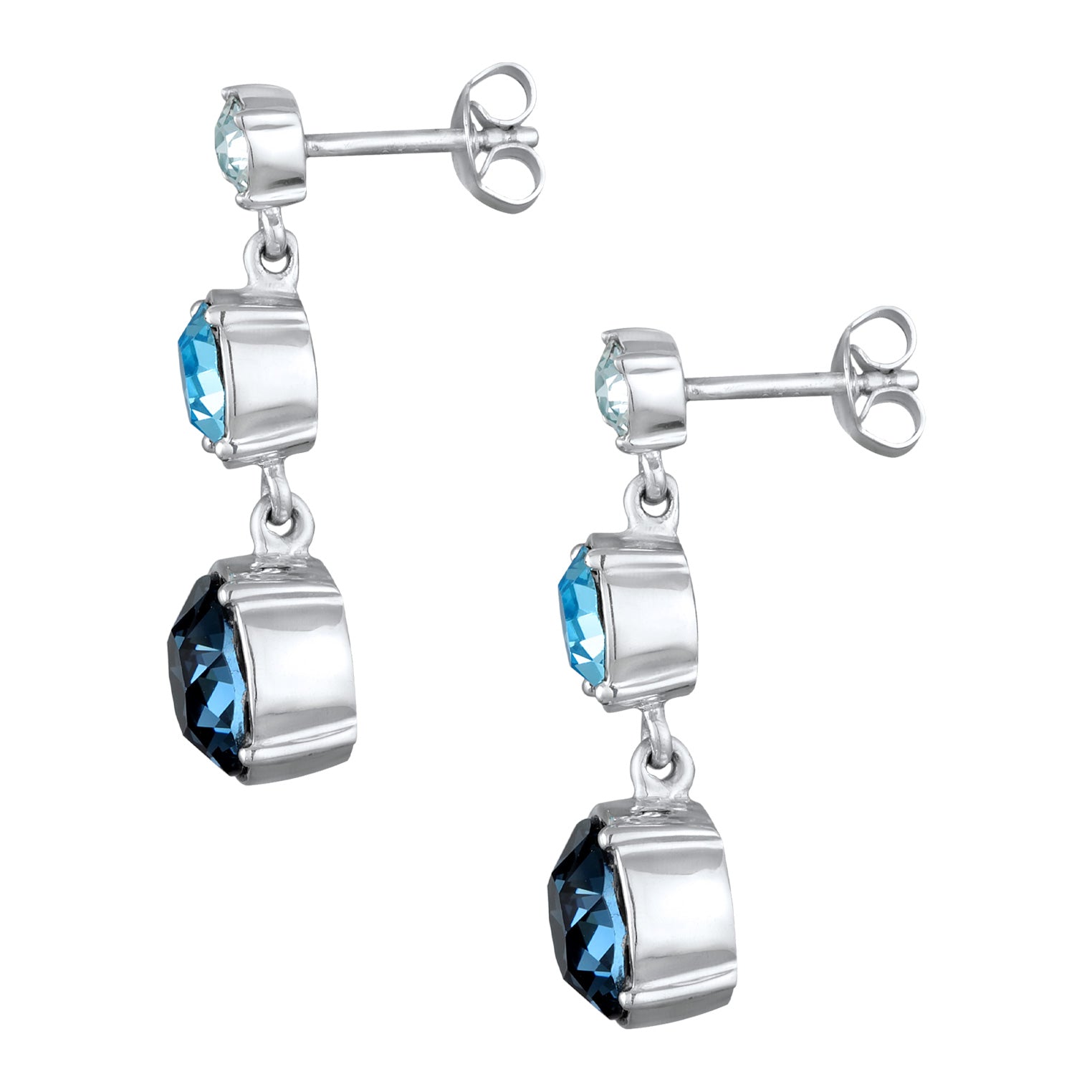 Silber - Elli | Ohrhänger Rund | Kristall (Blau) | 925er Sterling Silber