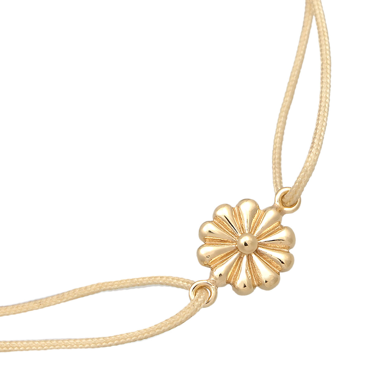 Gold - Elli | Armband Blumen Anhänger | Nylon | 925er Sterling Silber vergoldet