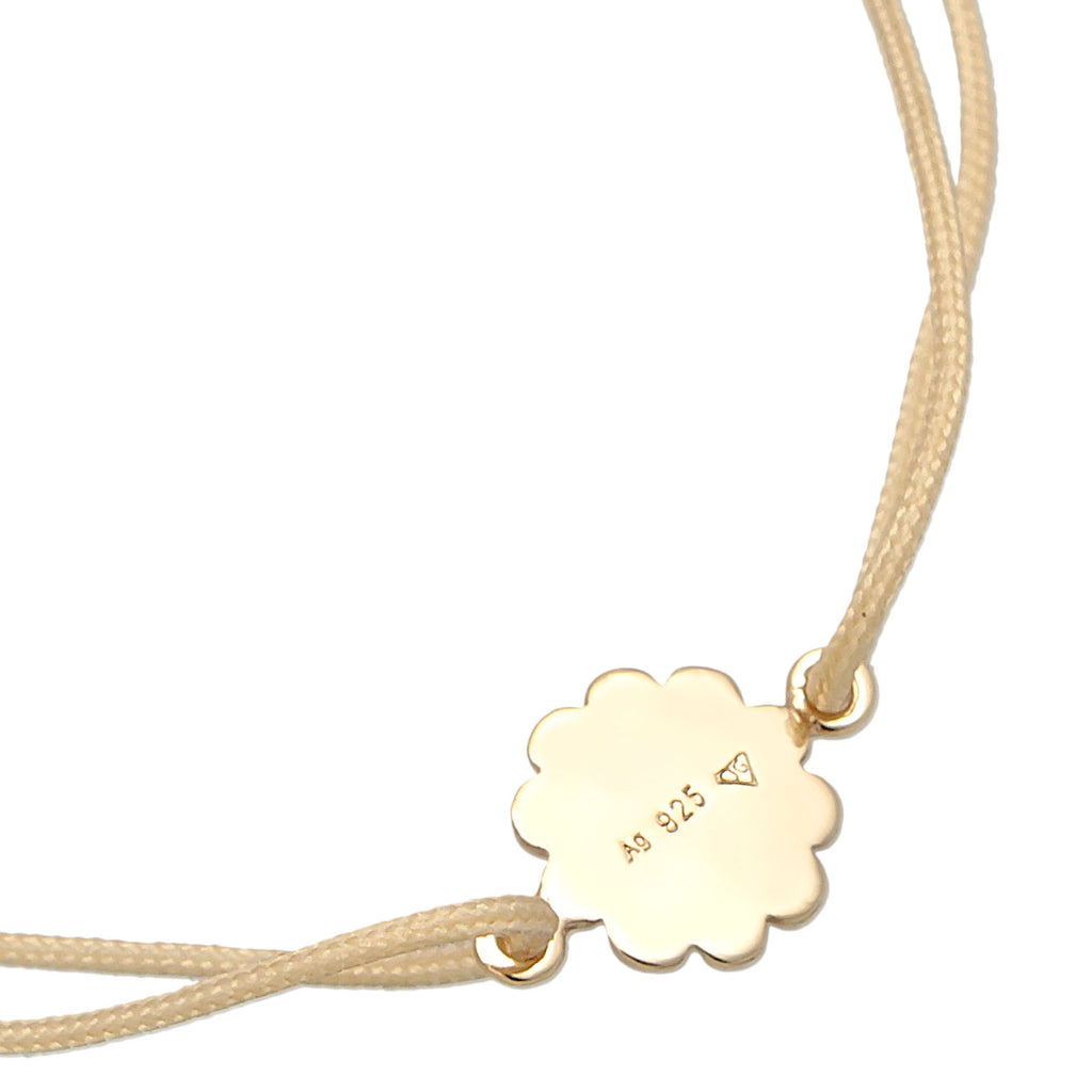 Gold - Elli | Armband Blumen Anhänger | Nylon | 925er Sterling Silber vergoldet
